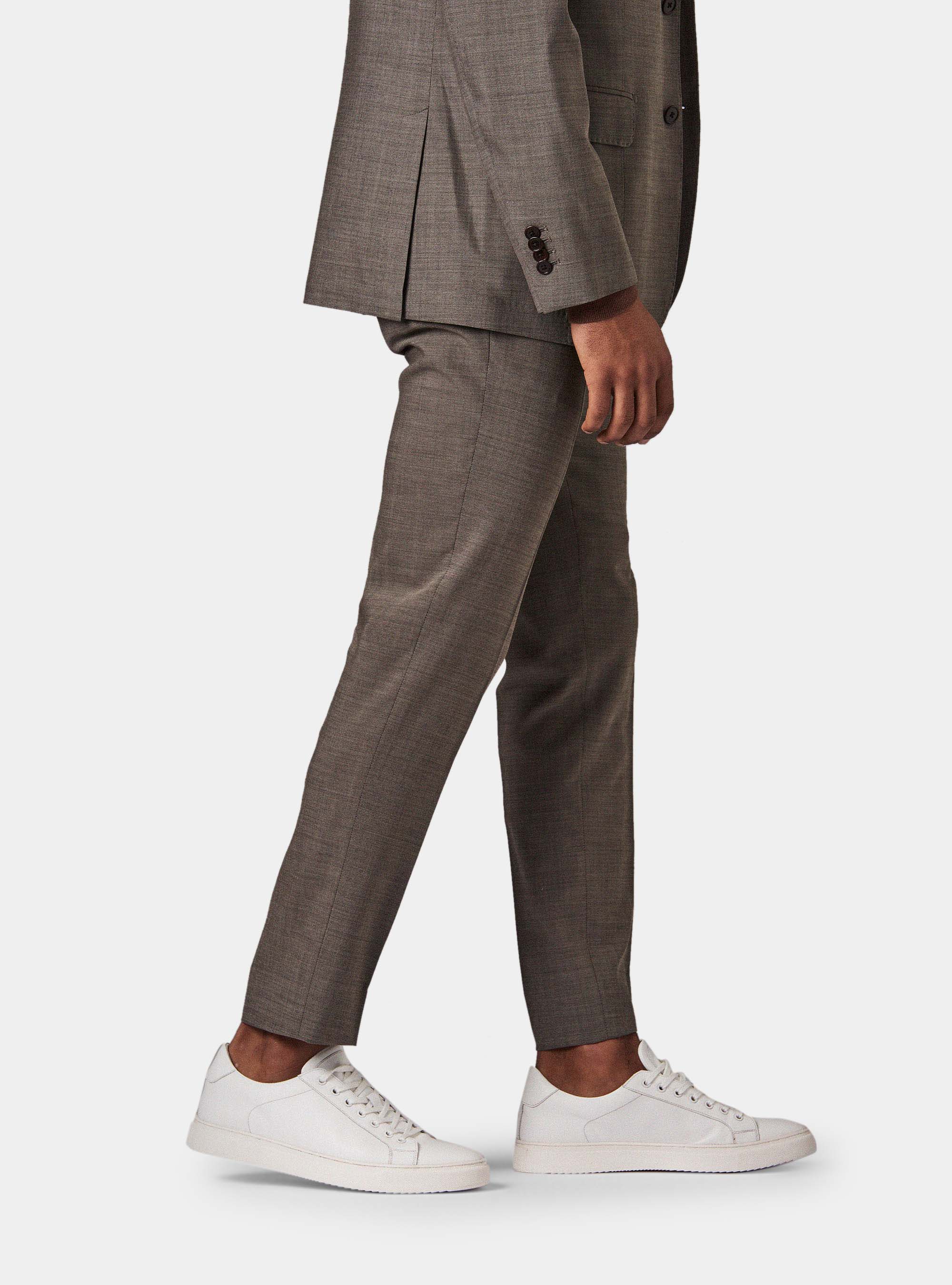 Pantaloni in pura lana superfine 120, ECRU