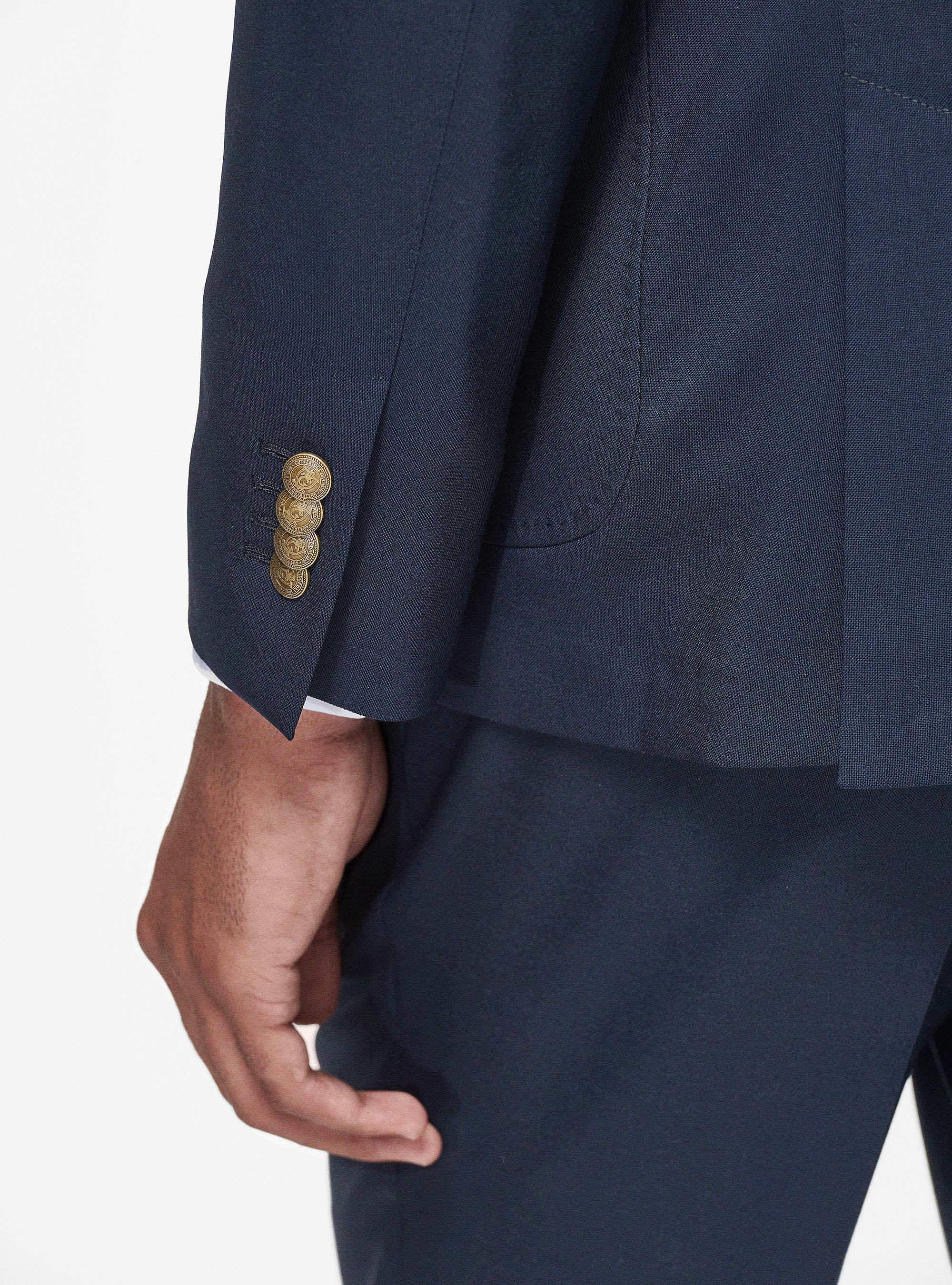 Giacca doppiopetto in pura lana, NAVY