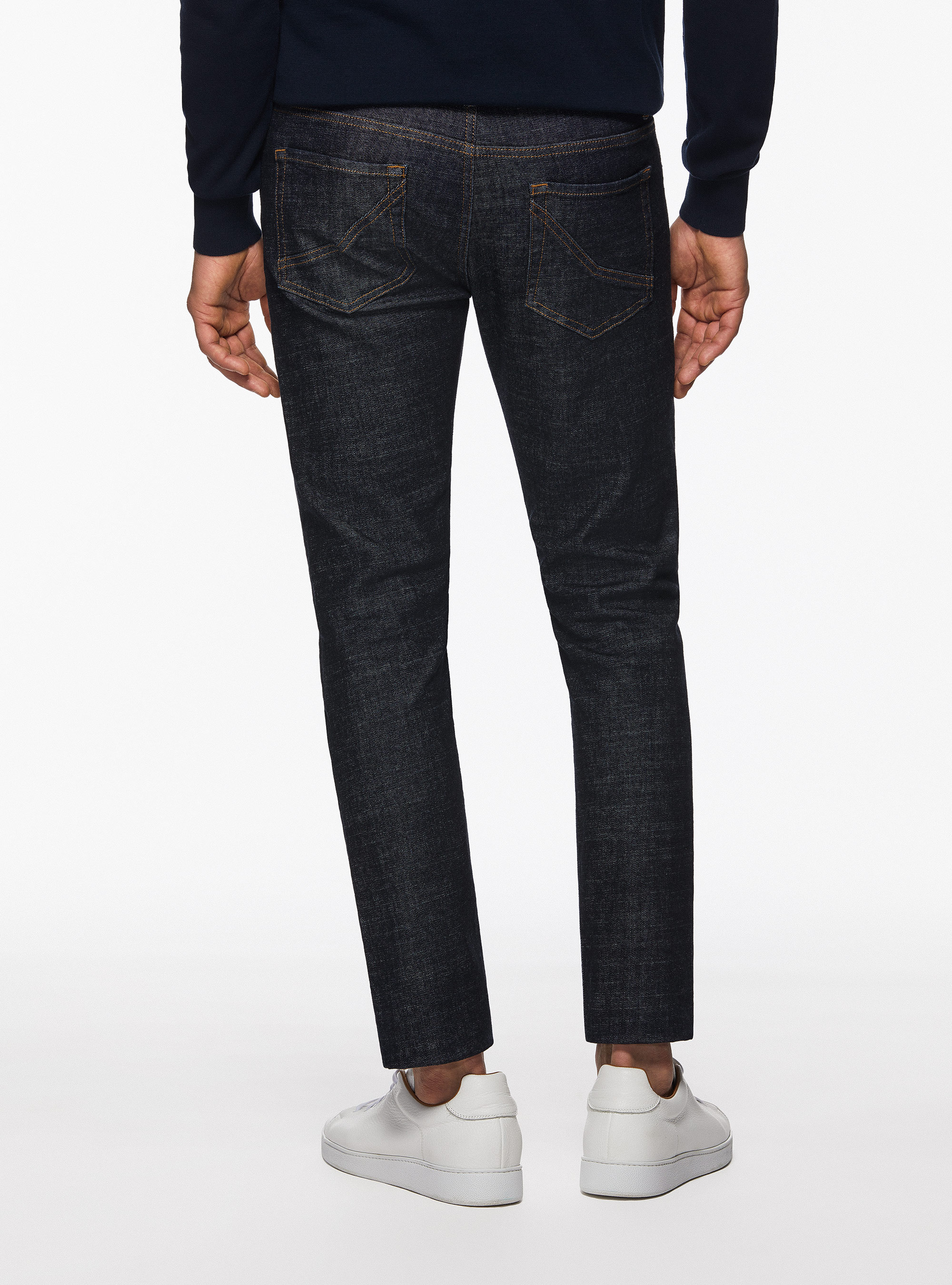 Five-pocket denim rinse wash, NAVY BLUE