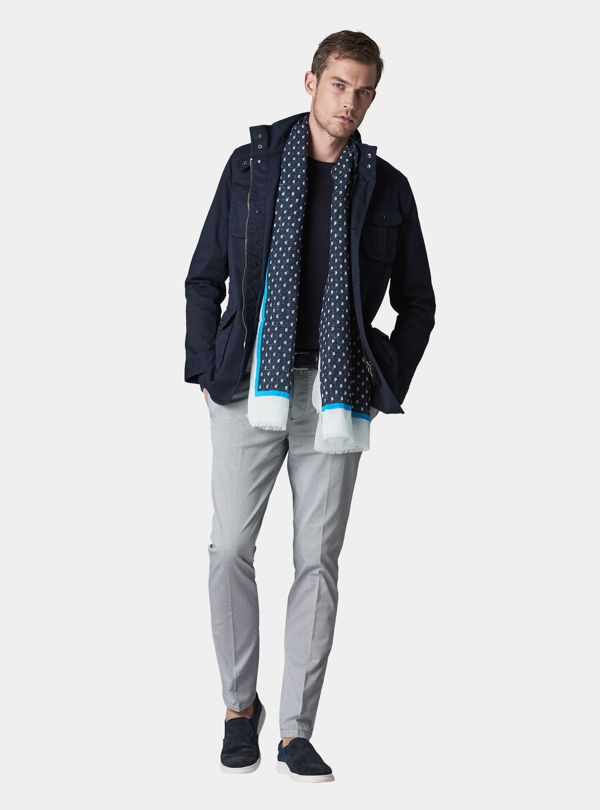 Pantaloni in cotone stretch, BLU NAVY