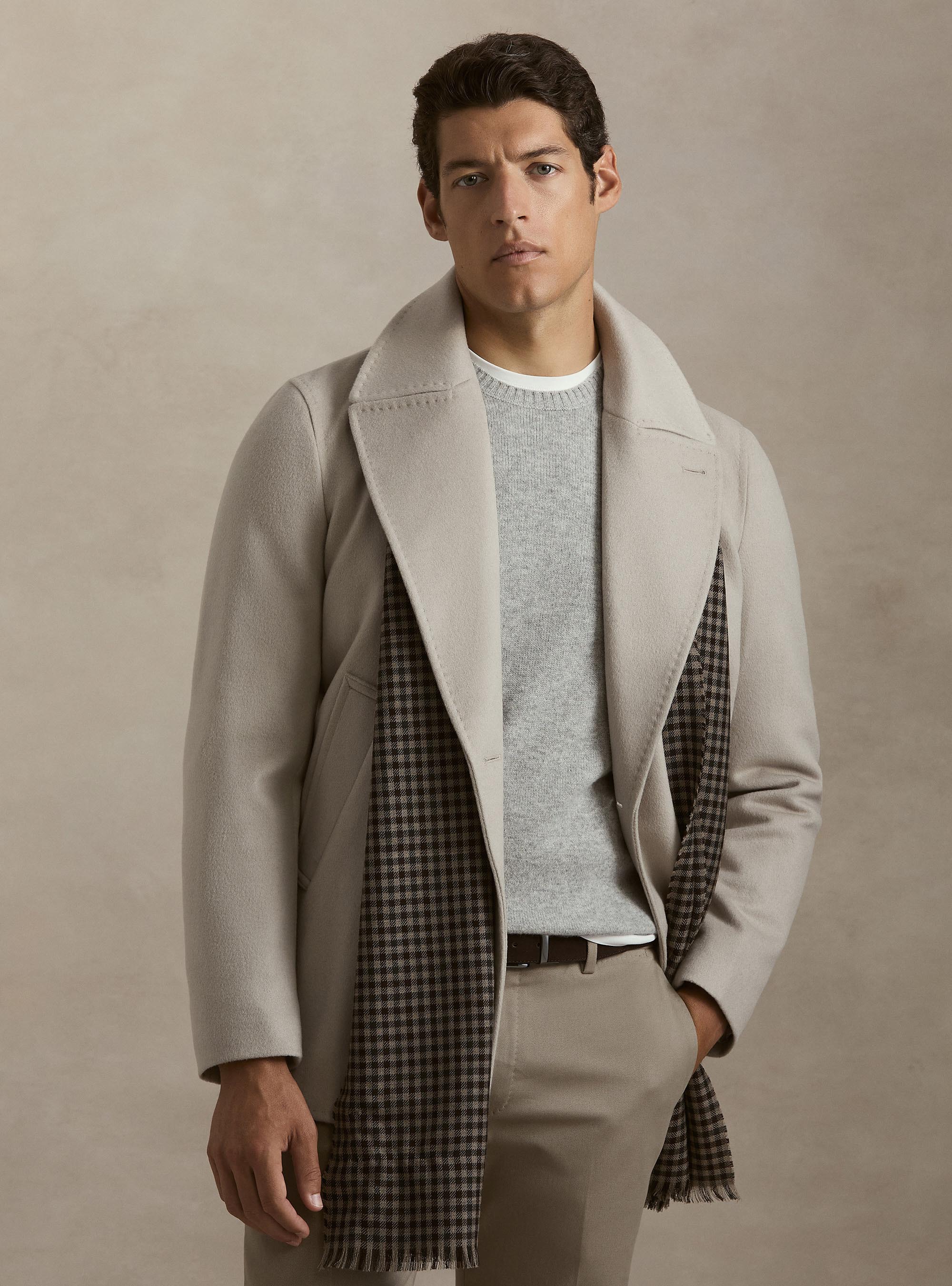 Peacoat de lana y cachemira, ECRU 0536C