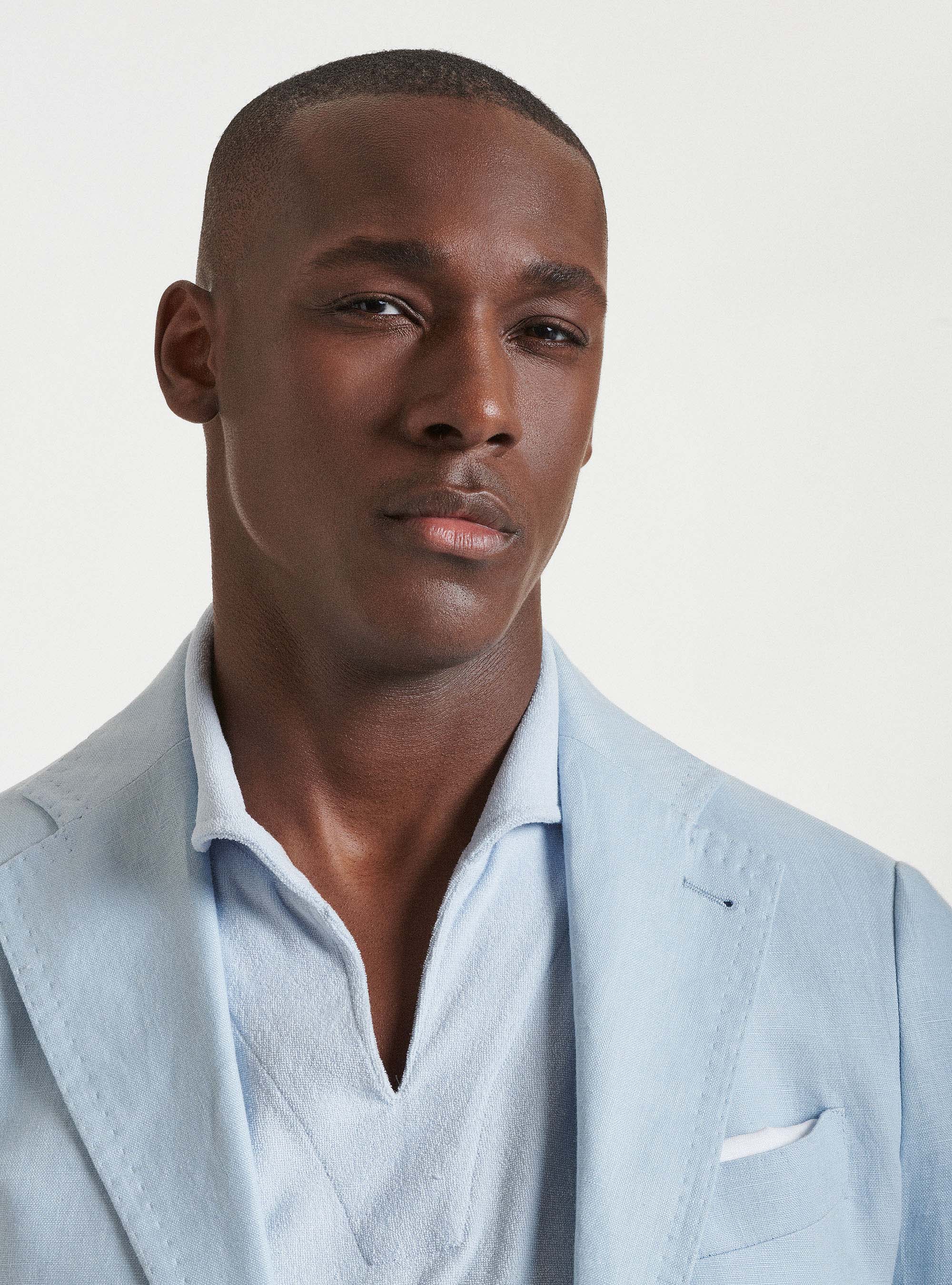 Giacca per abito in puro lino, AZZURRO