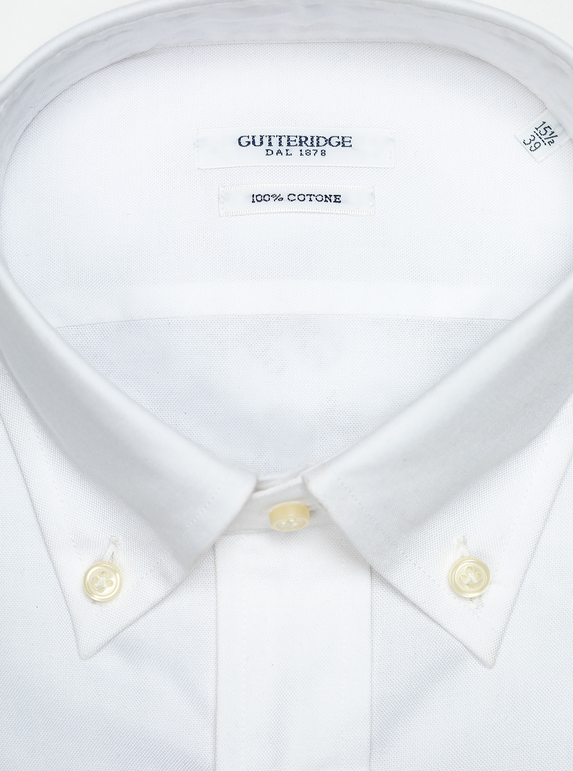 Camicia in oxford unito con collo button down, BLANCO