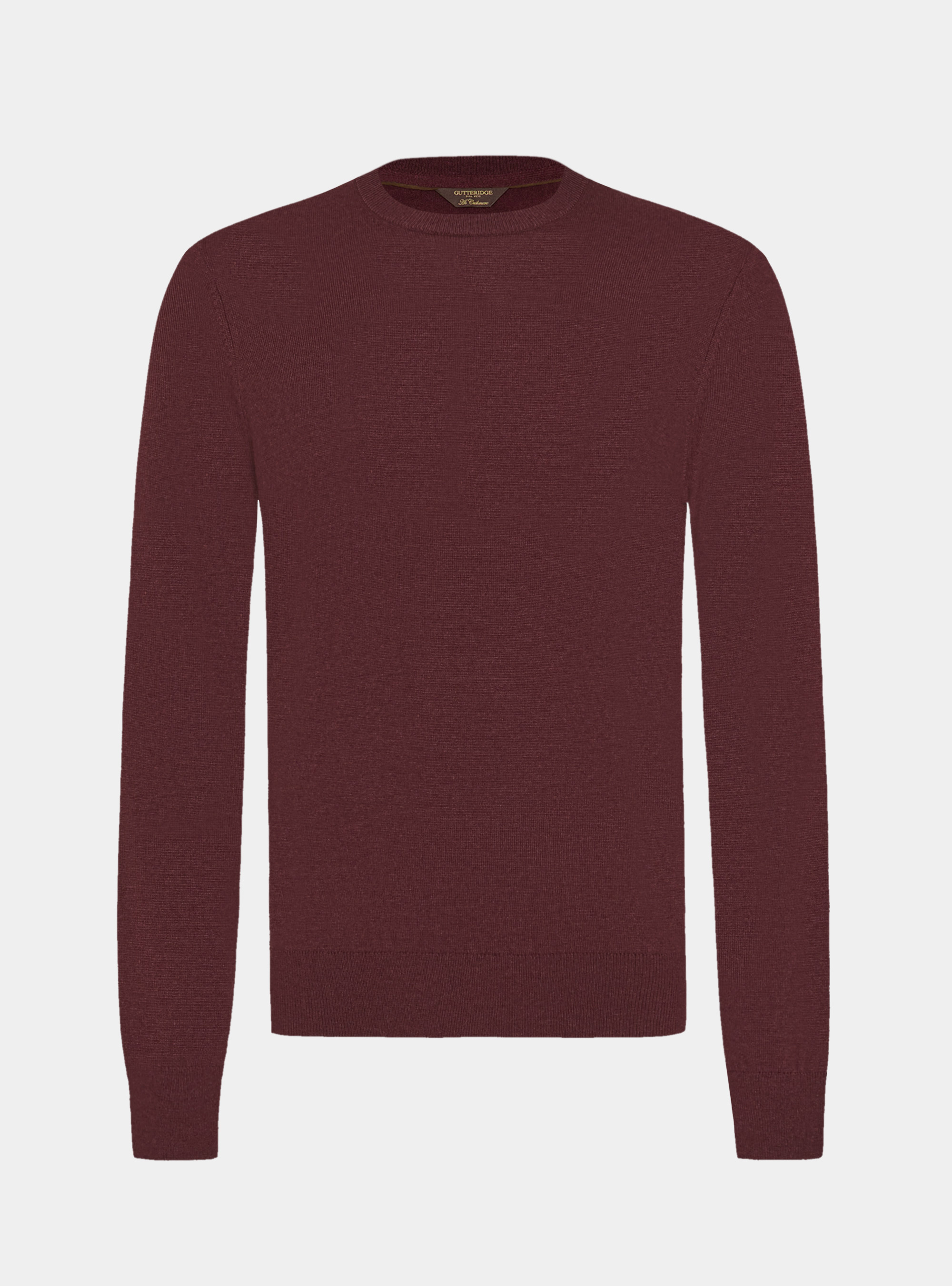 Tricot à col ras du cou en laine mélangée, BORDEAUX