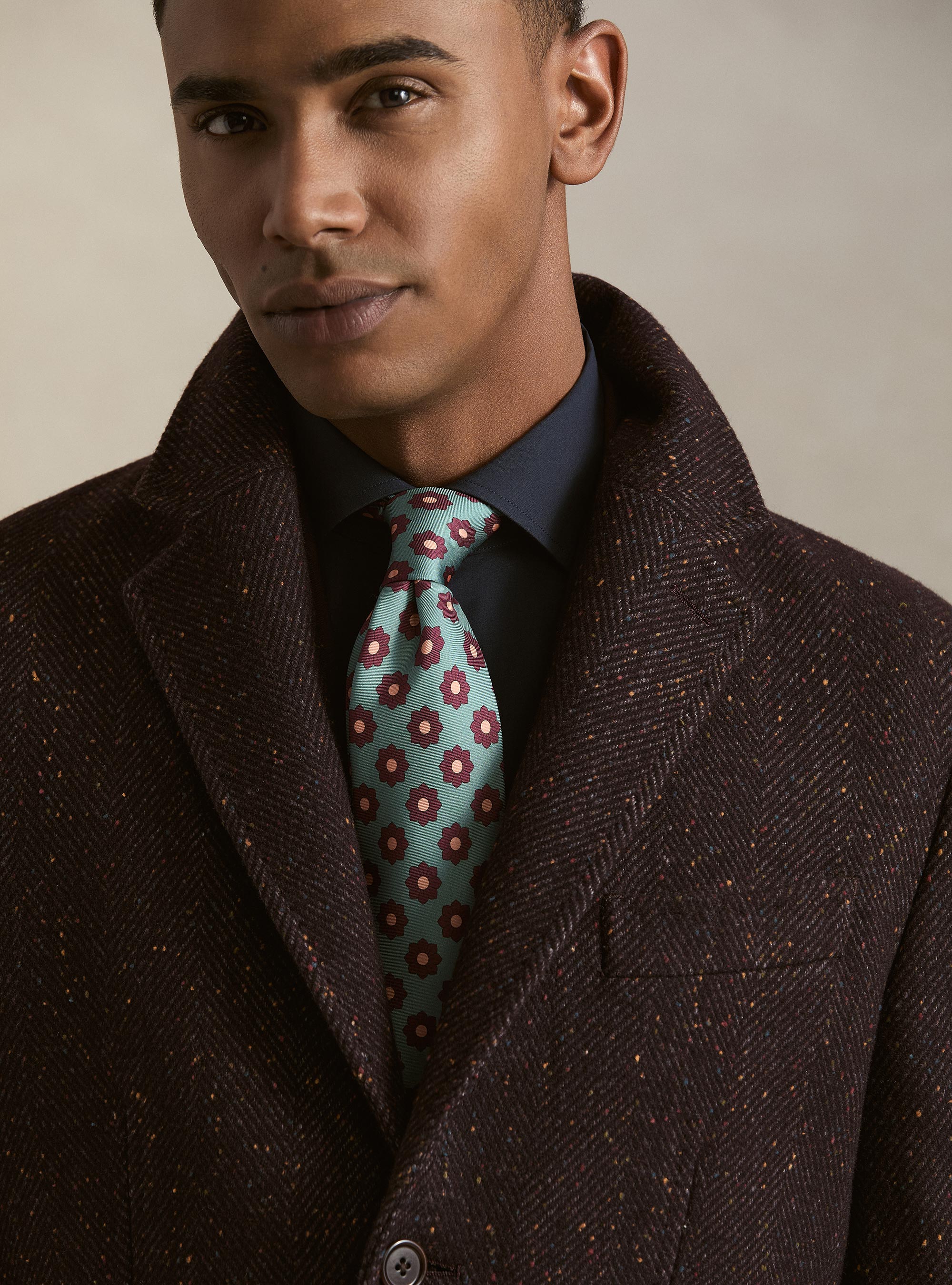 Wool-blend boutonn&eacute; coat, BORDEAUX