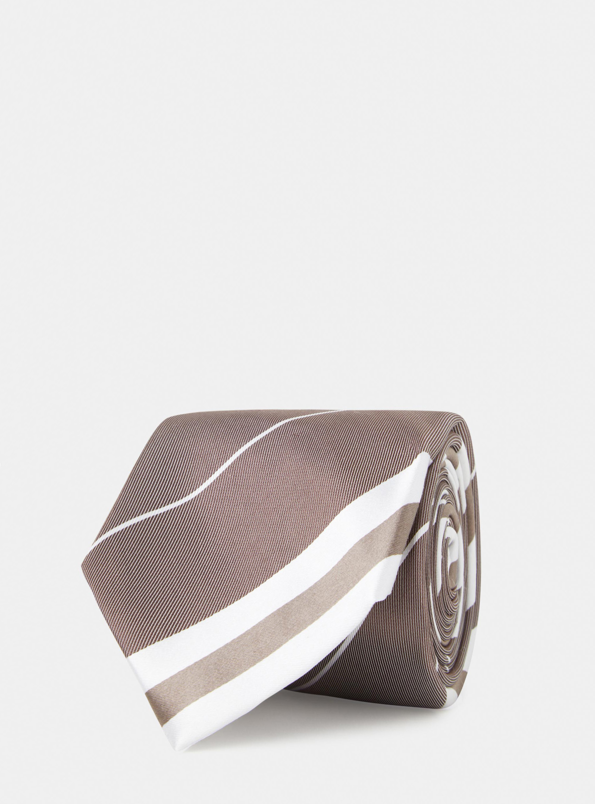 Cravatta in seta jaquarde rigata, FANGO