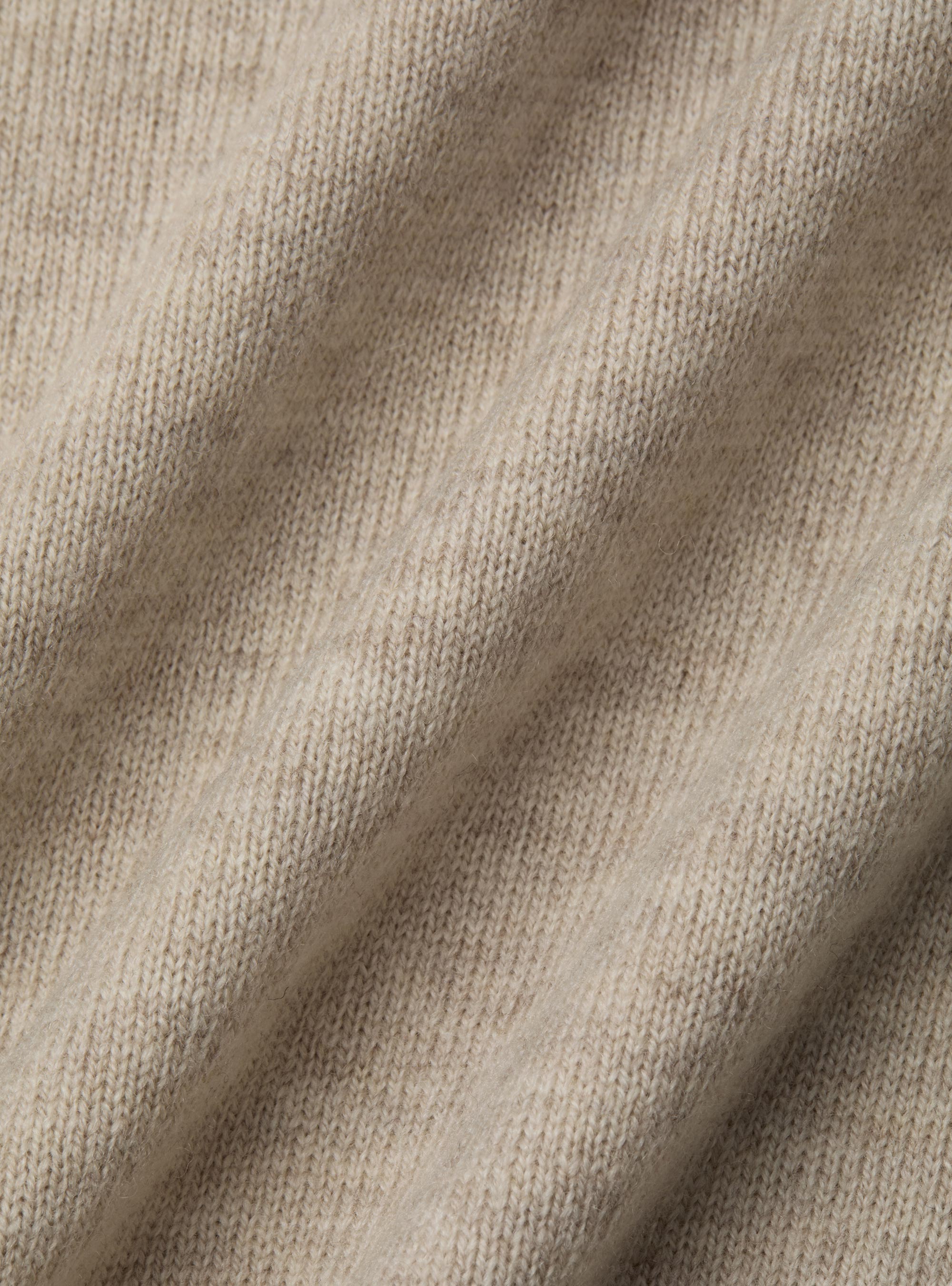 Half-zip wool blend sweater with elbow patches, ECRU