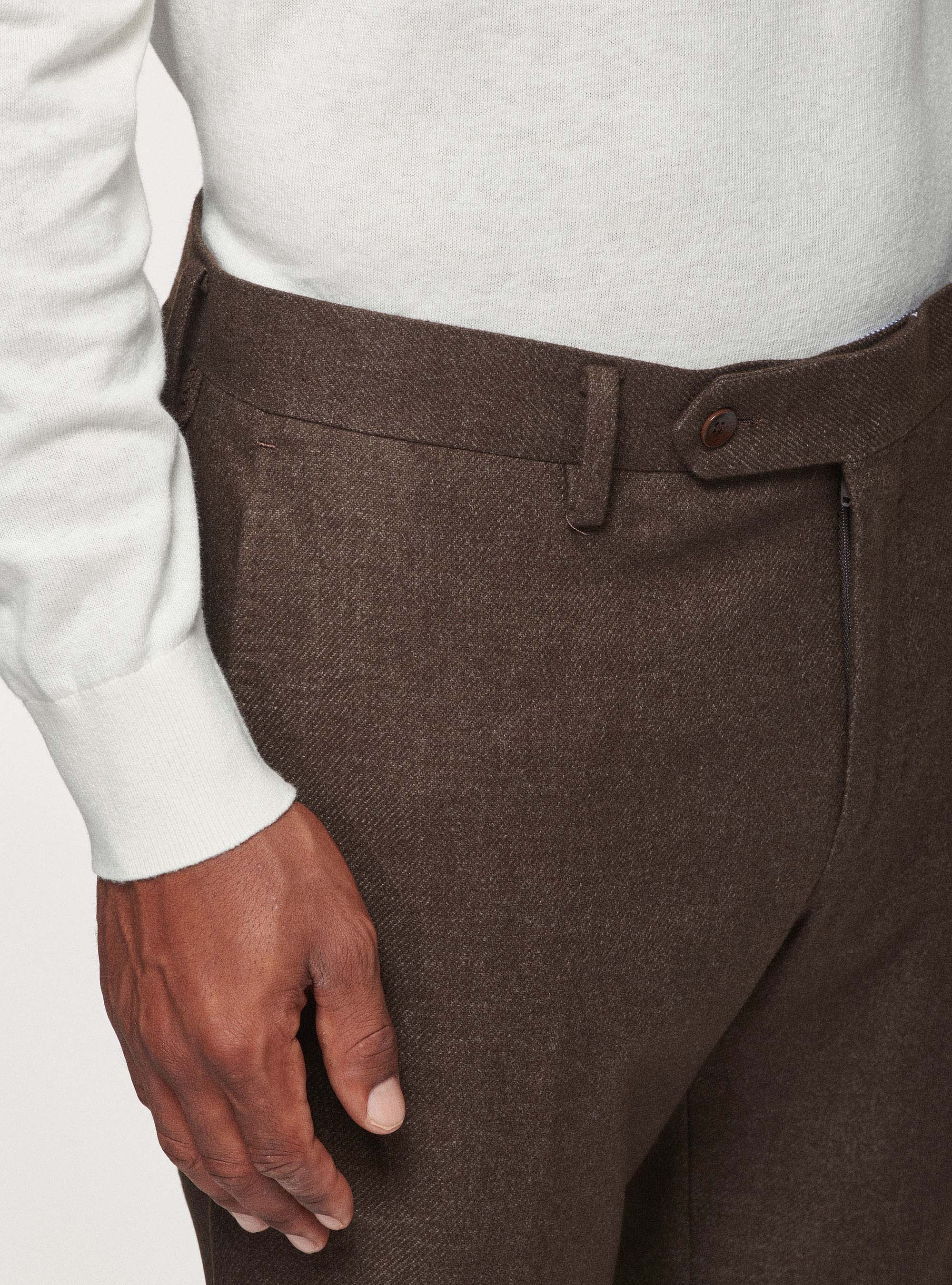 Pantaloni in flanella di lana Duemilagori, MARRONE