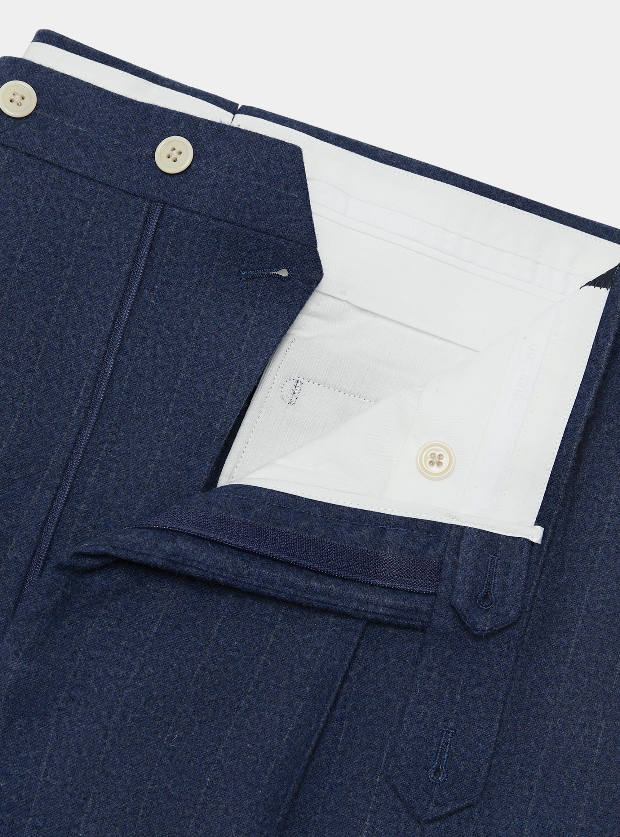 Pantaloni in flanella gessata, INCHIOSTRO