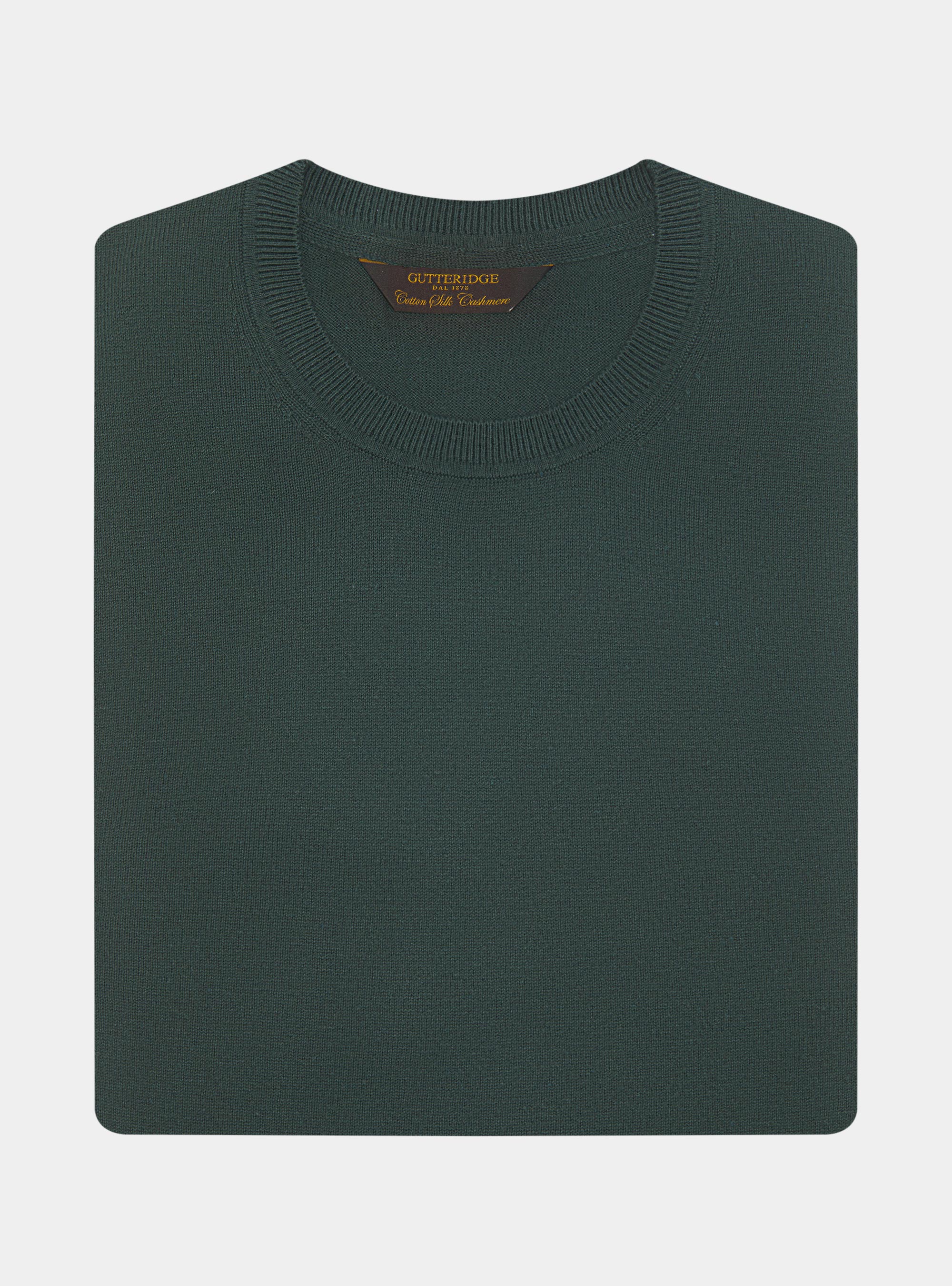 Pullover mit Rundhalsausschnitt aus Baumwolle, Seide und Kaschmir, VERDE MUSCHIO 0615C