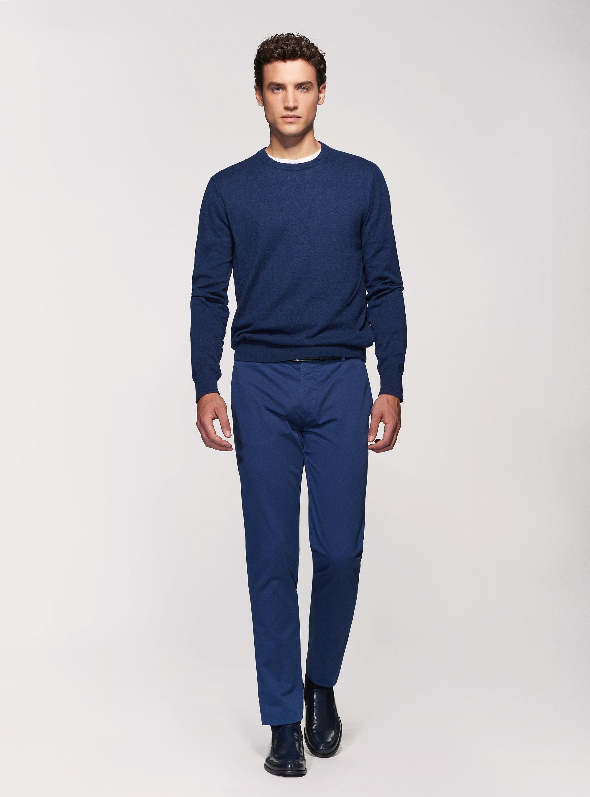 Maglia girocollo in cotone seta e cashmere, INCHIOSTRO