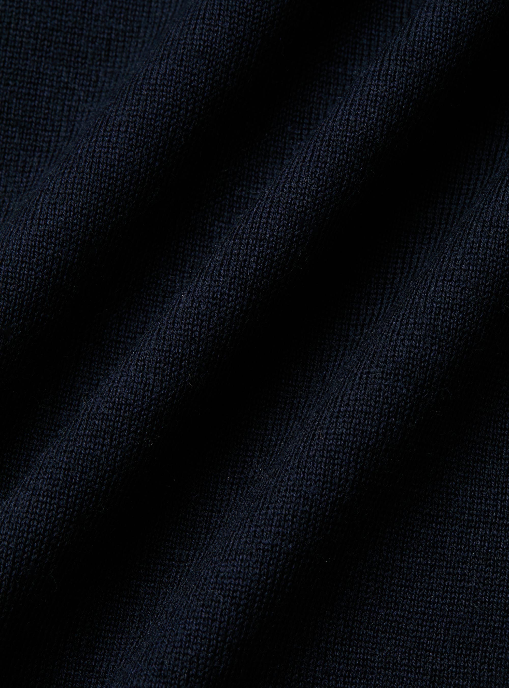 Punto de cuello redondo de pura lana merina extrafina, AZUL MARINO