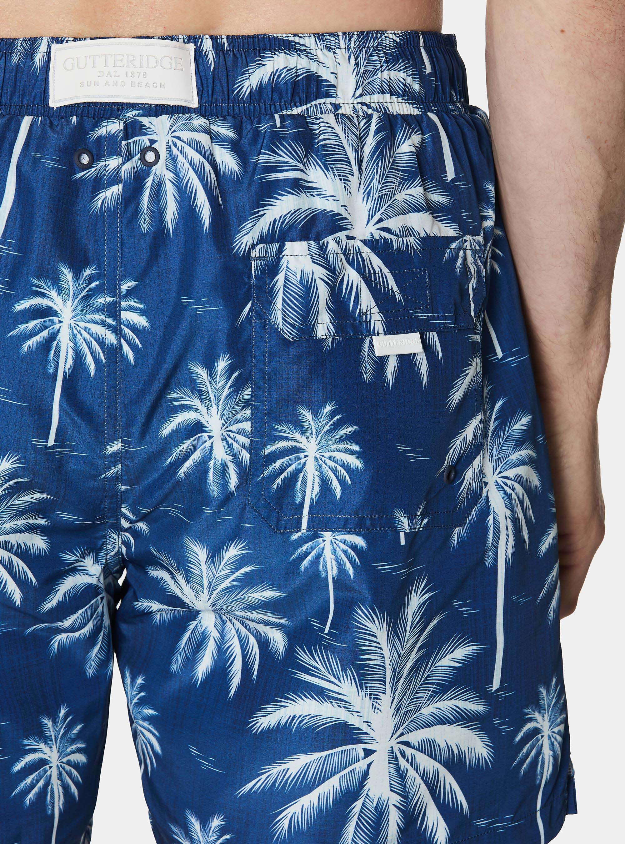 Costume da bagno stampato con palme, BLUE