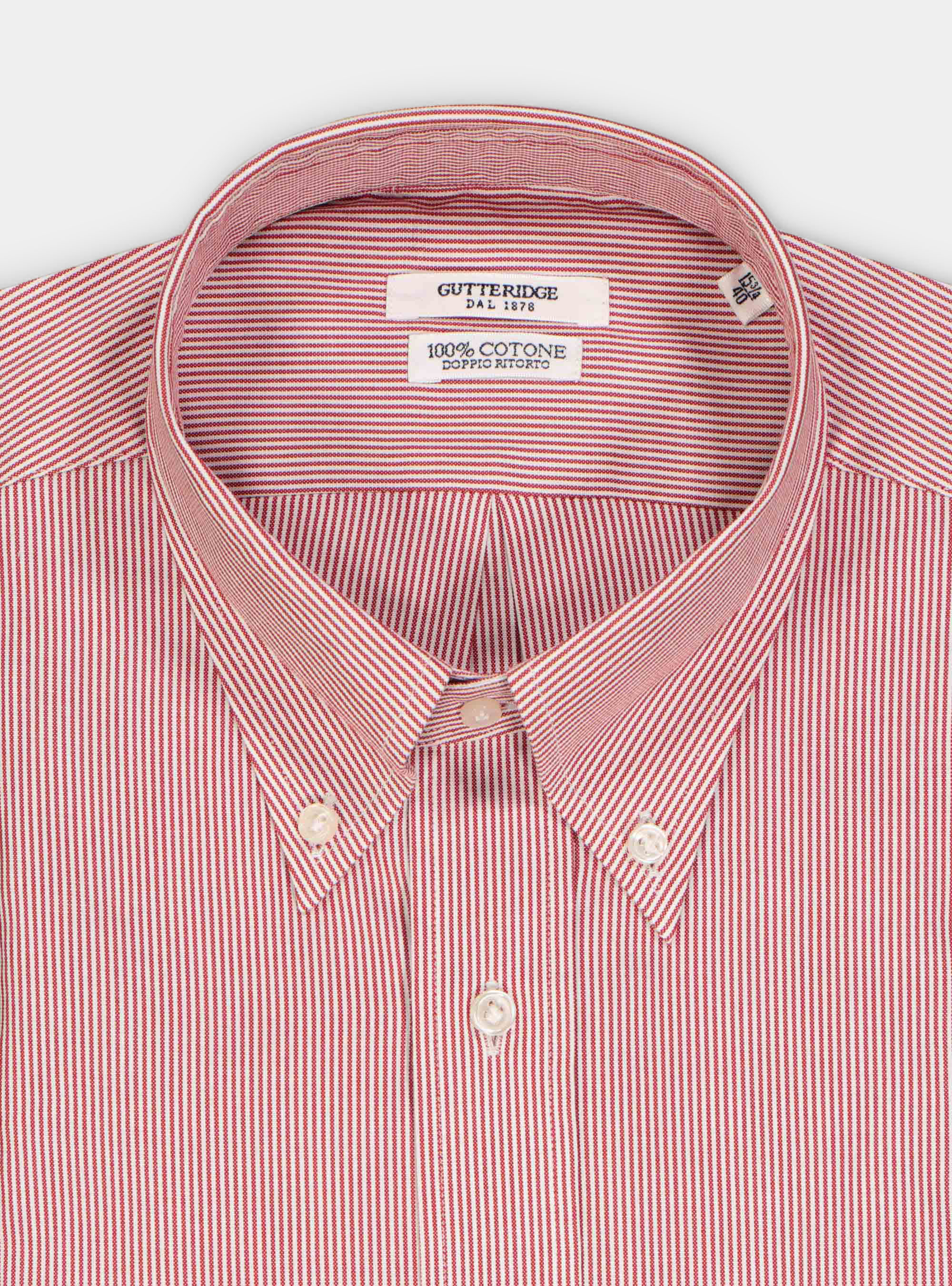 Comfort button-down collar shirt in striped oxford, RED