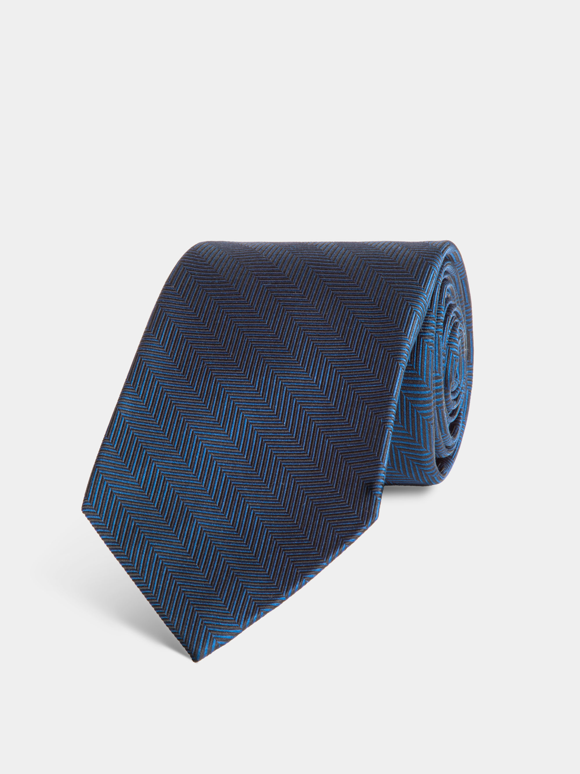 Cravatta in seta fantasia spigata, BLU NAVY