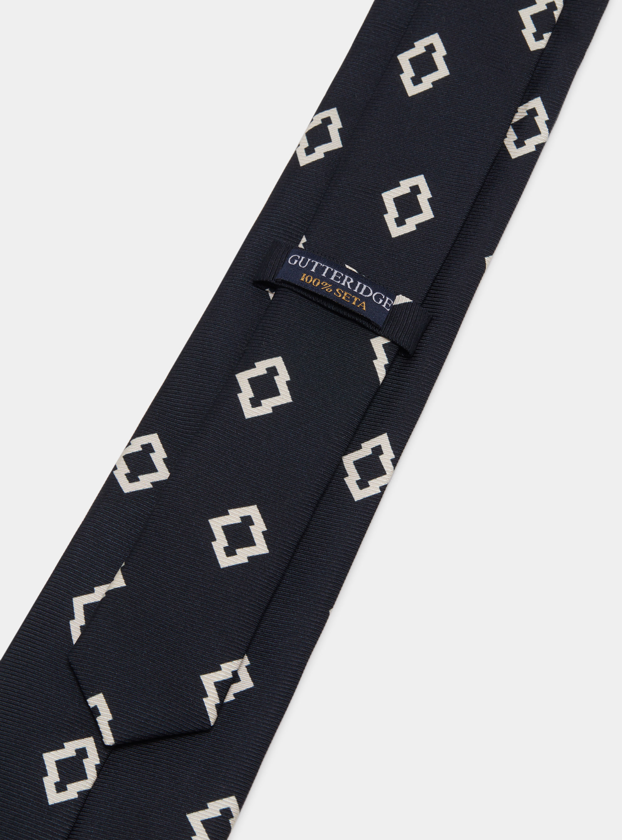 Cravate en soie avec motif ethnique, BLEU MARINE