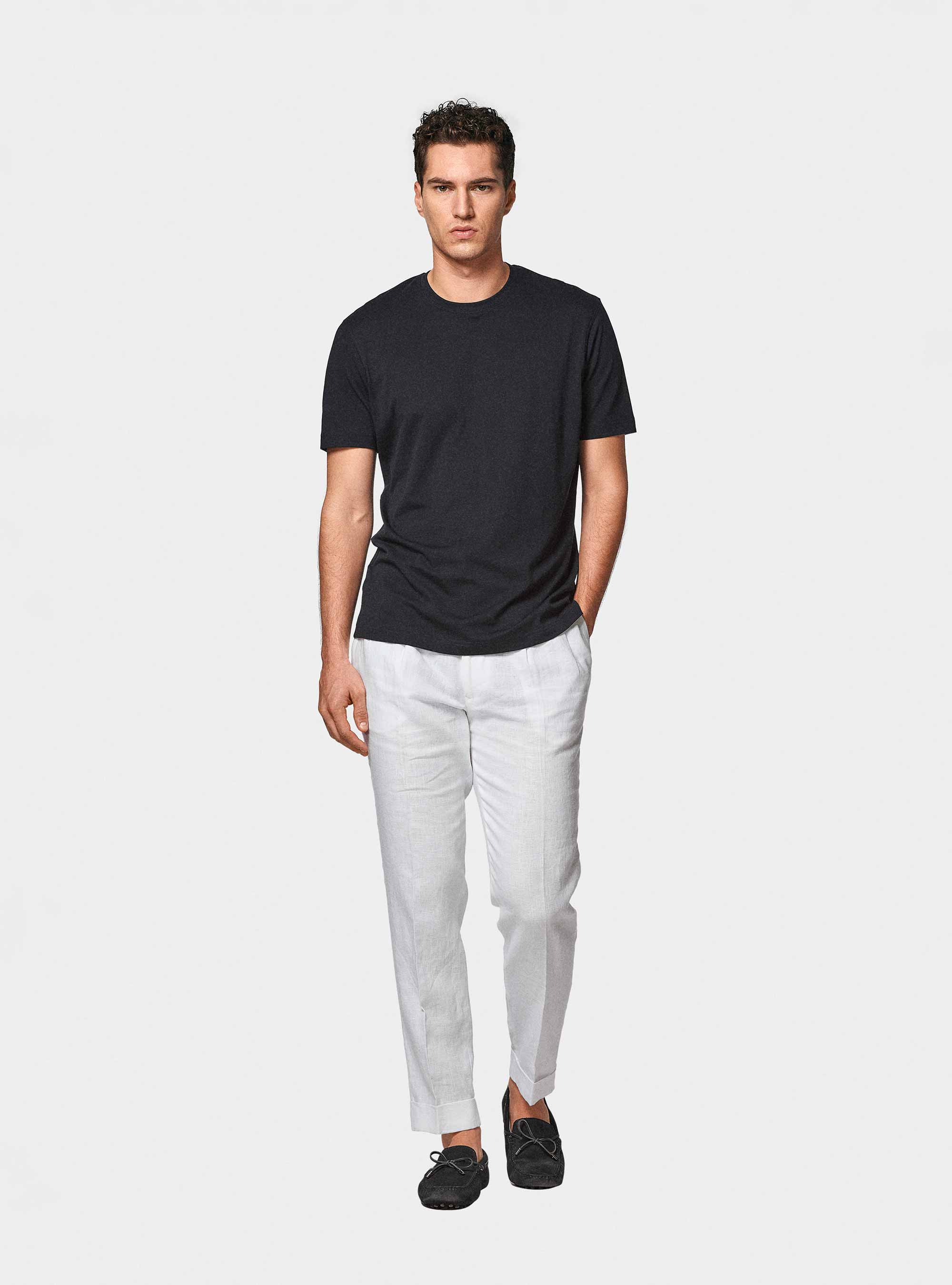 Half-sleeve T-shirt in Supima cotton, NAVY BLUE