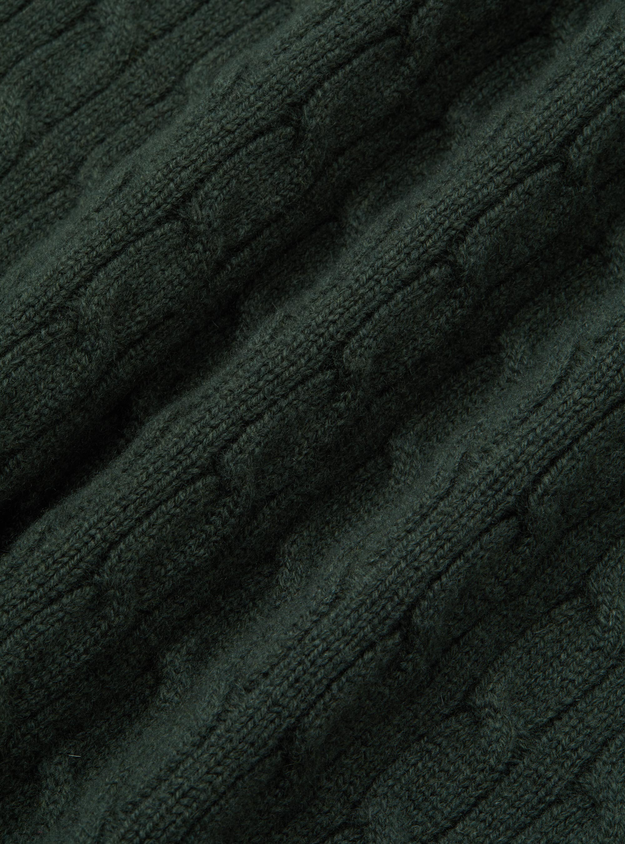 Maglia collo alto in lana cashmere con treccia, MILITARE 0609C