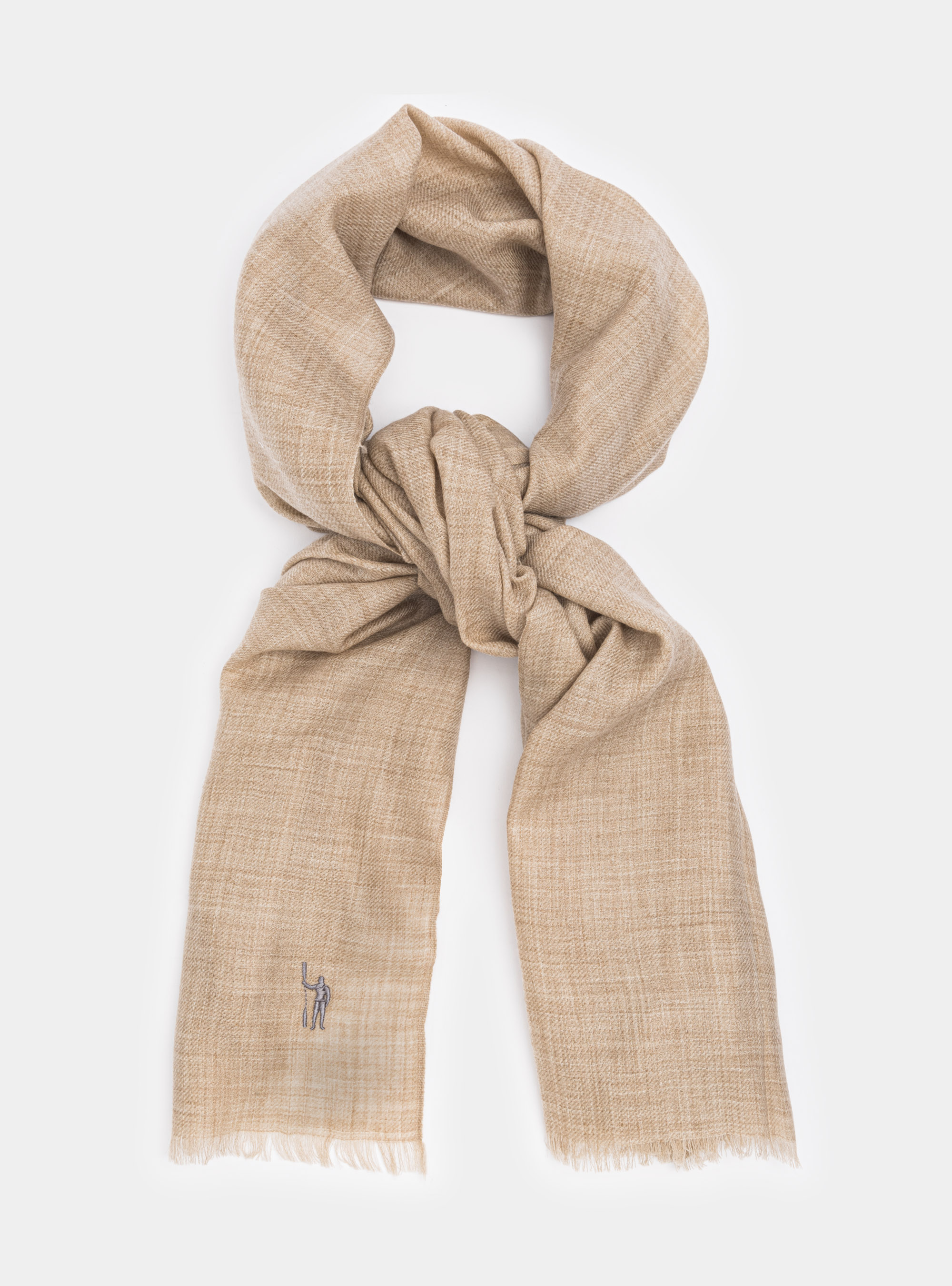 Sciarpa in lana con ricamo in contrasto, PANNA