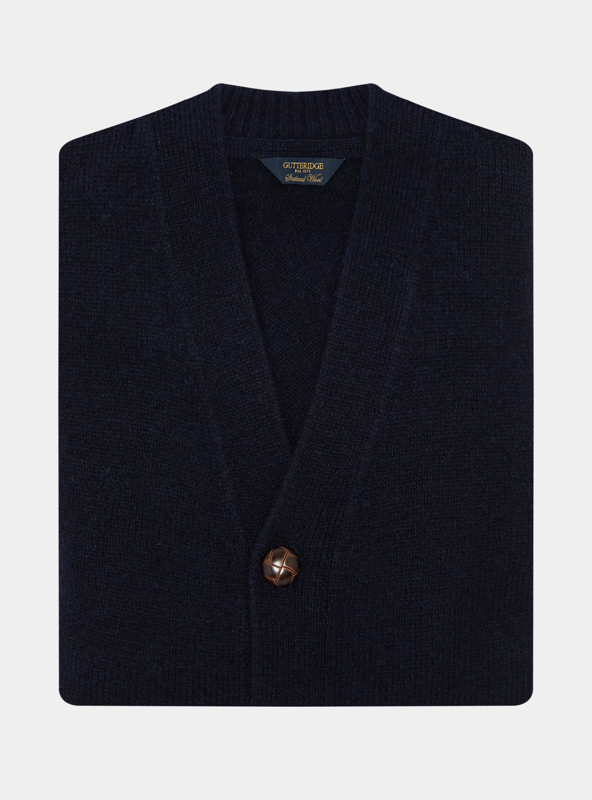 Shetland wool knit cardigan, NAVY BLUE