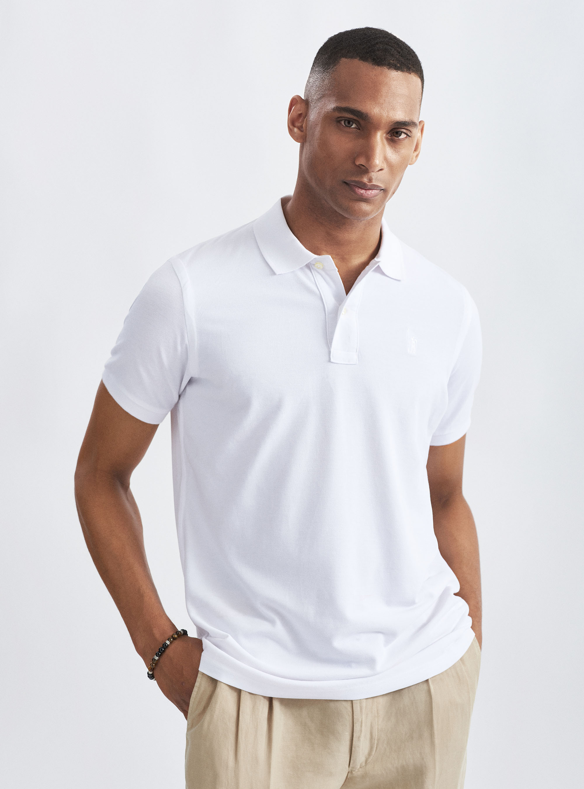 Klassisches Piqué-Poloshirt, BIANCO 0099C