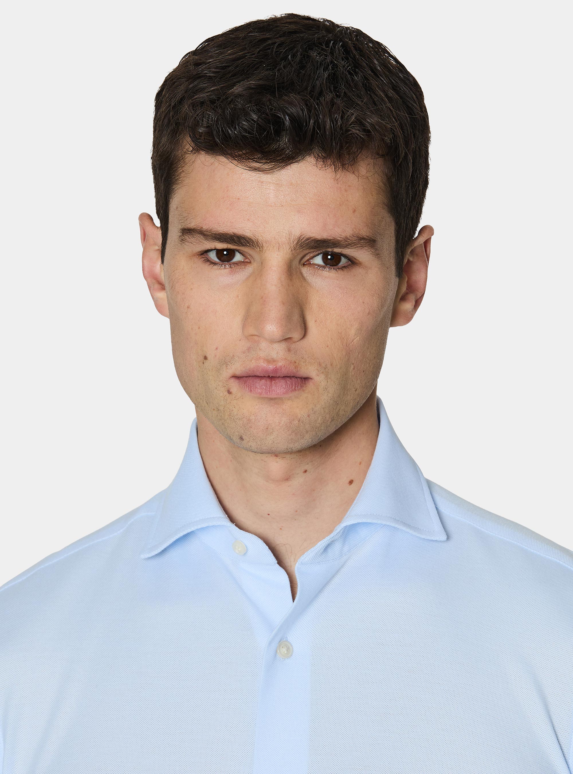 Camicia a polo GT01 in misto cotone piquet, AZZURRO