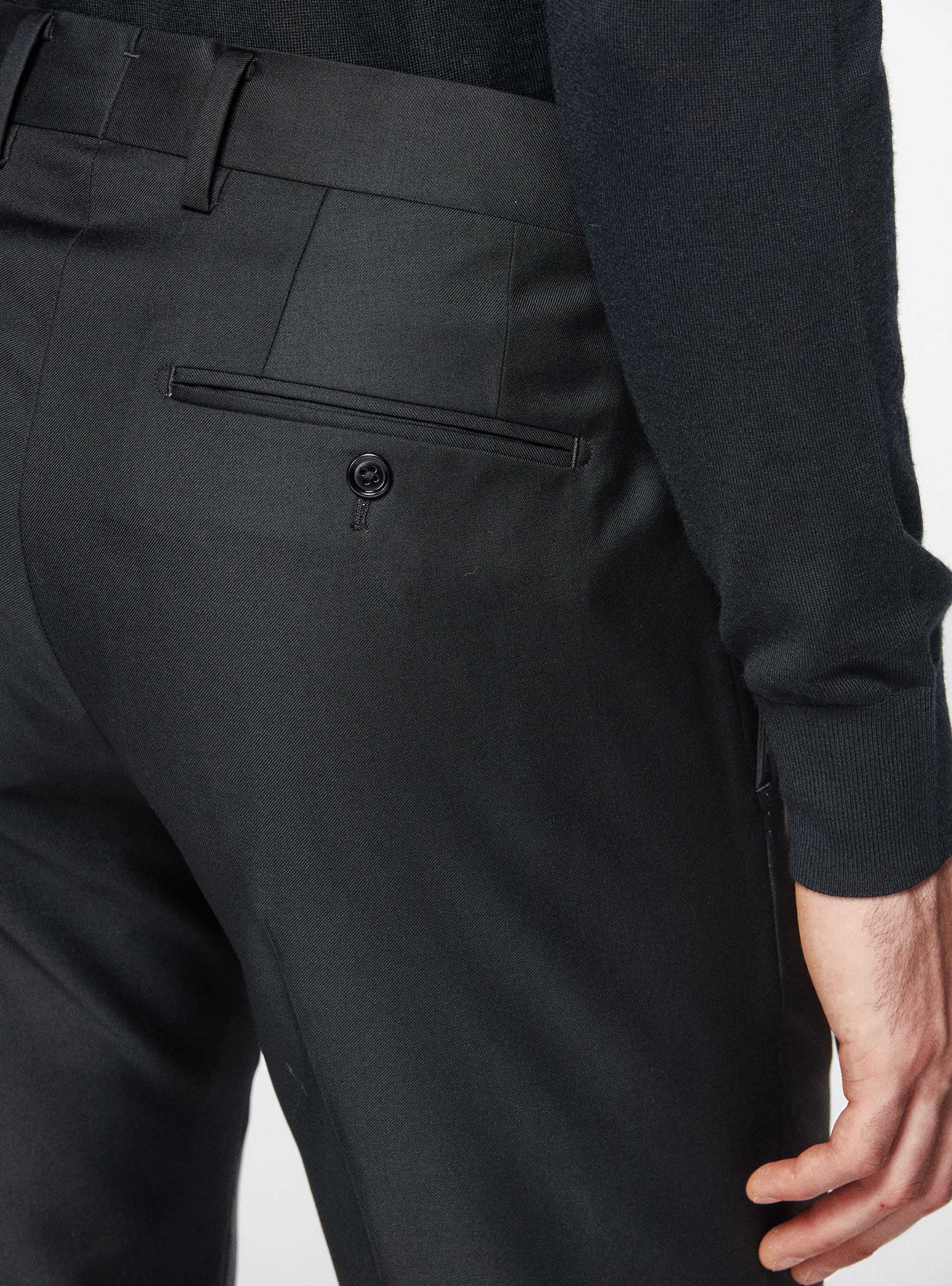 Pantaloni in pura lana superfine 110's, NERO