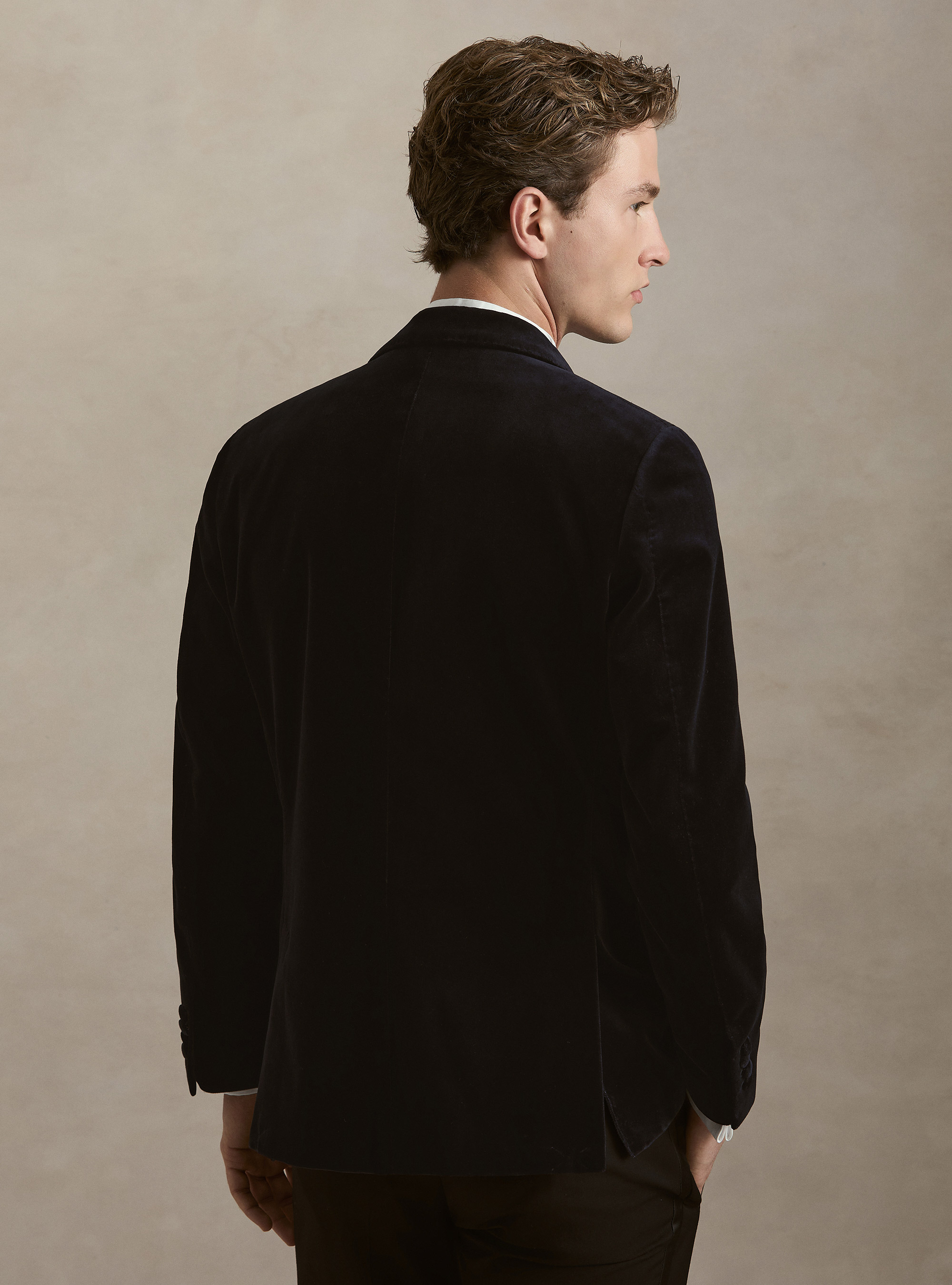 Giacca smoking per abito in velluto liscio, BLU NAVY