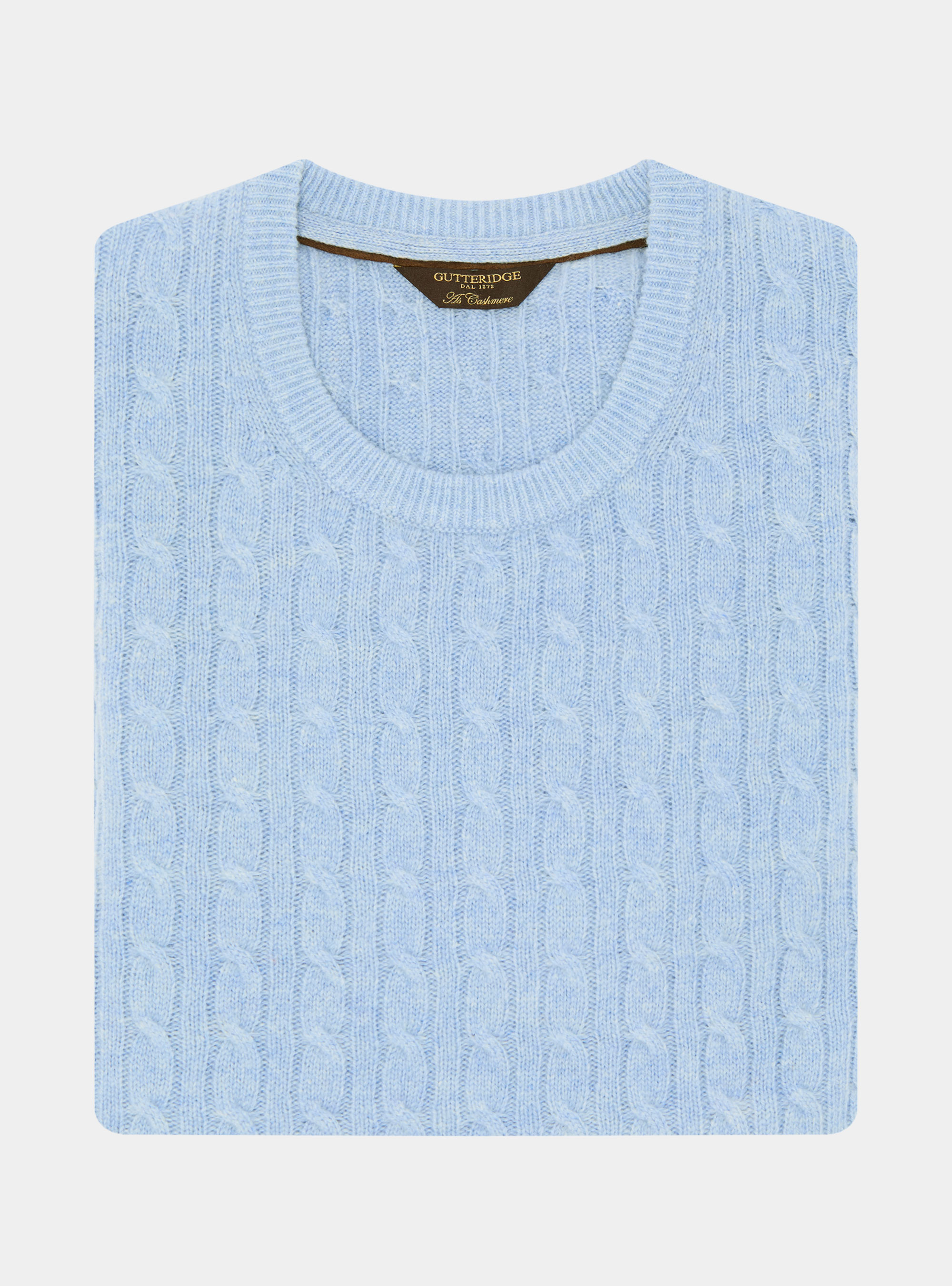 Cashmere wool crew-neck sweater with braid, AZZURRO POLVERE 0283C