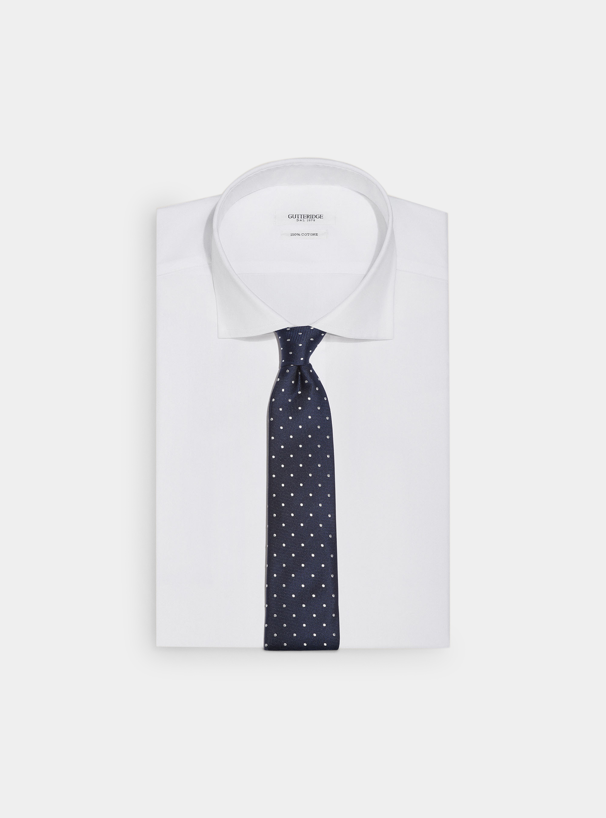 Polka dot silk tie, NAVY BLUE