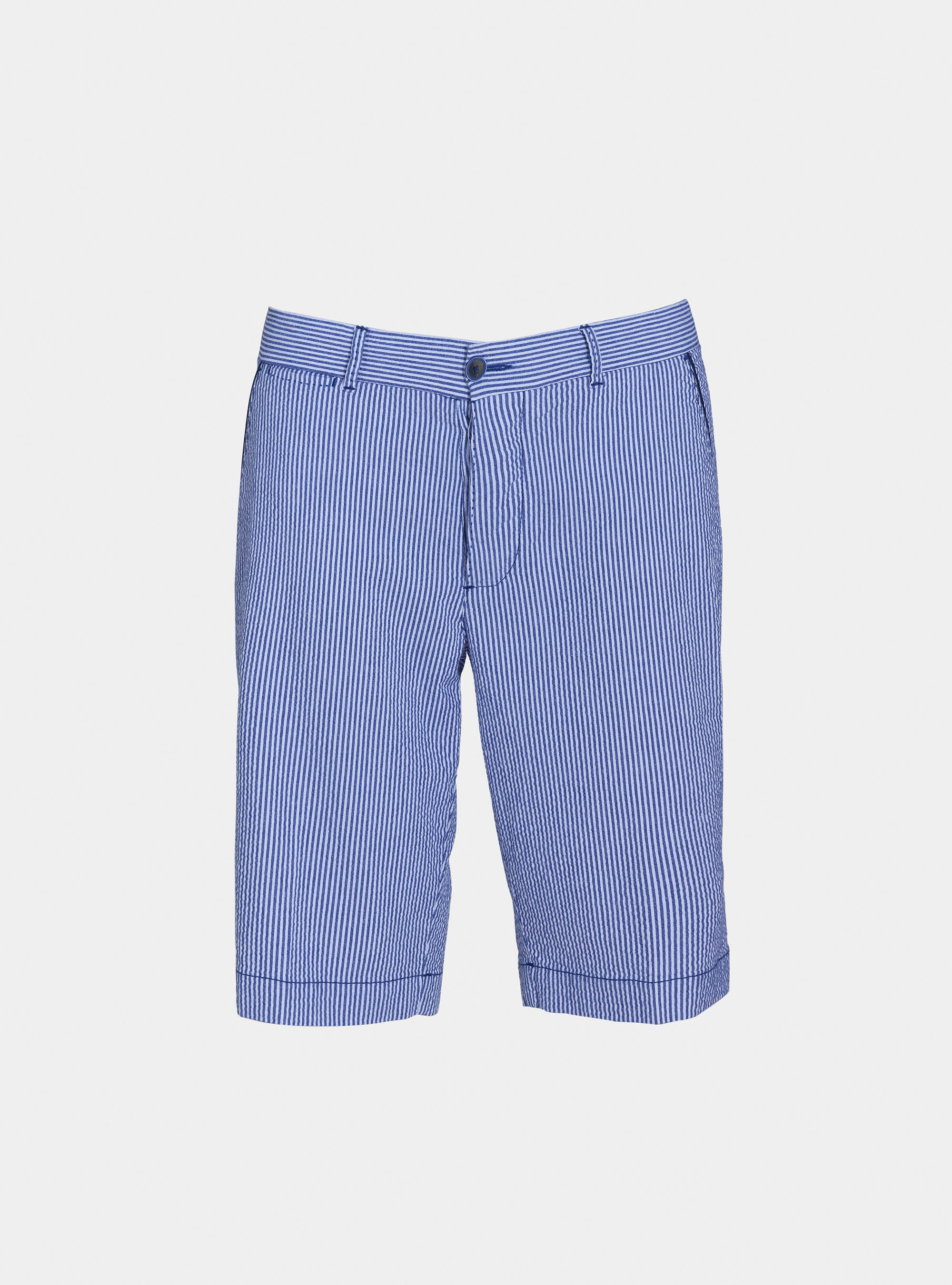 Bermudas de algod&oacute;n a rayas, CELESTE