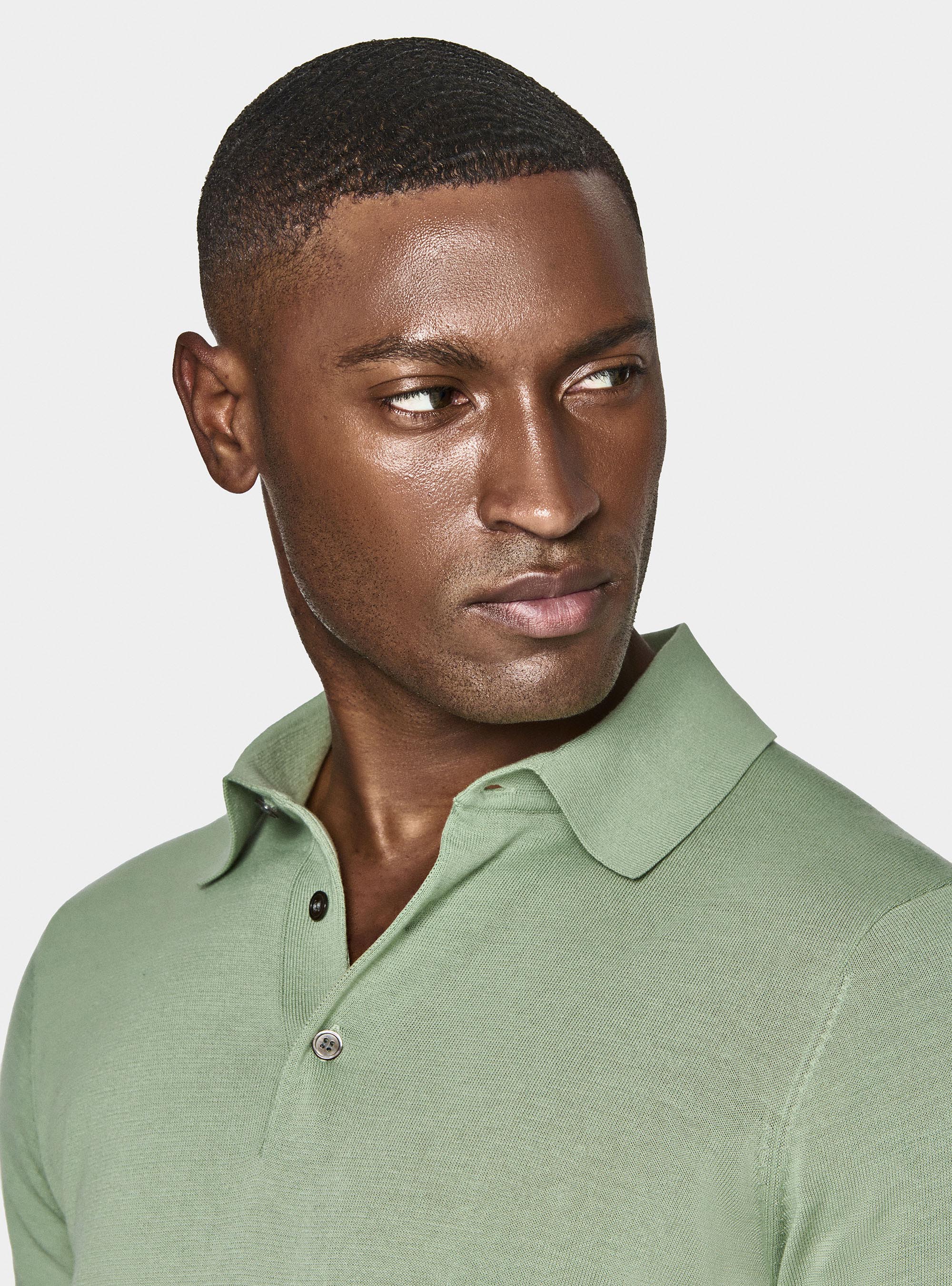 Polo de punto de algodón extrafino, SALVIA 0602C