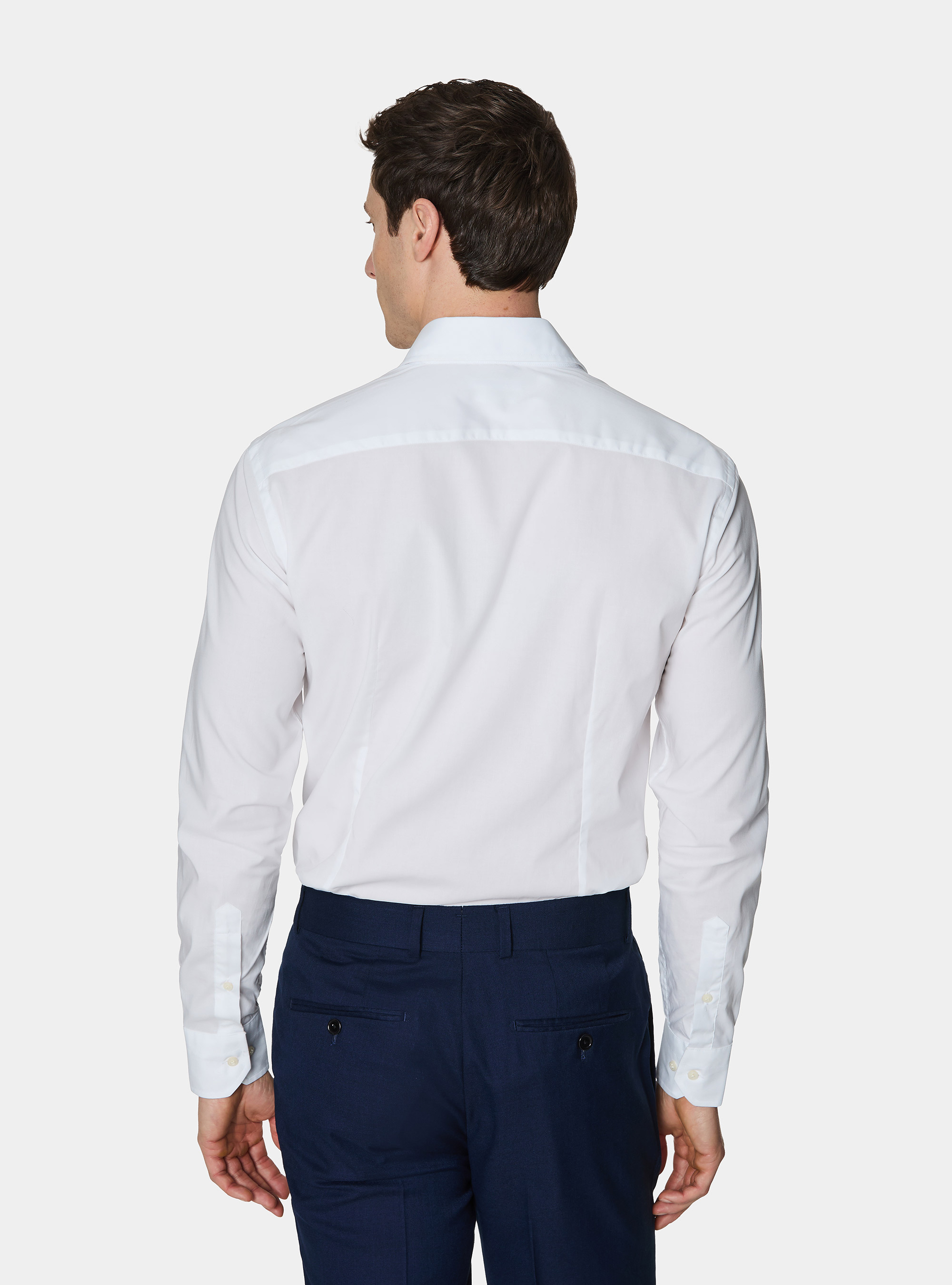 Cotton poplin stretch shirt, WHITE