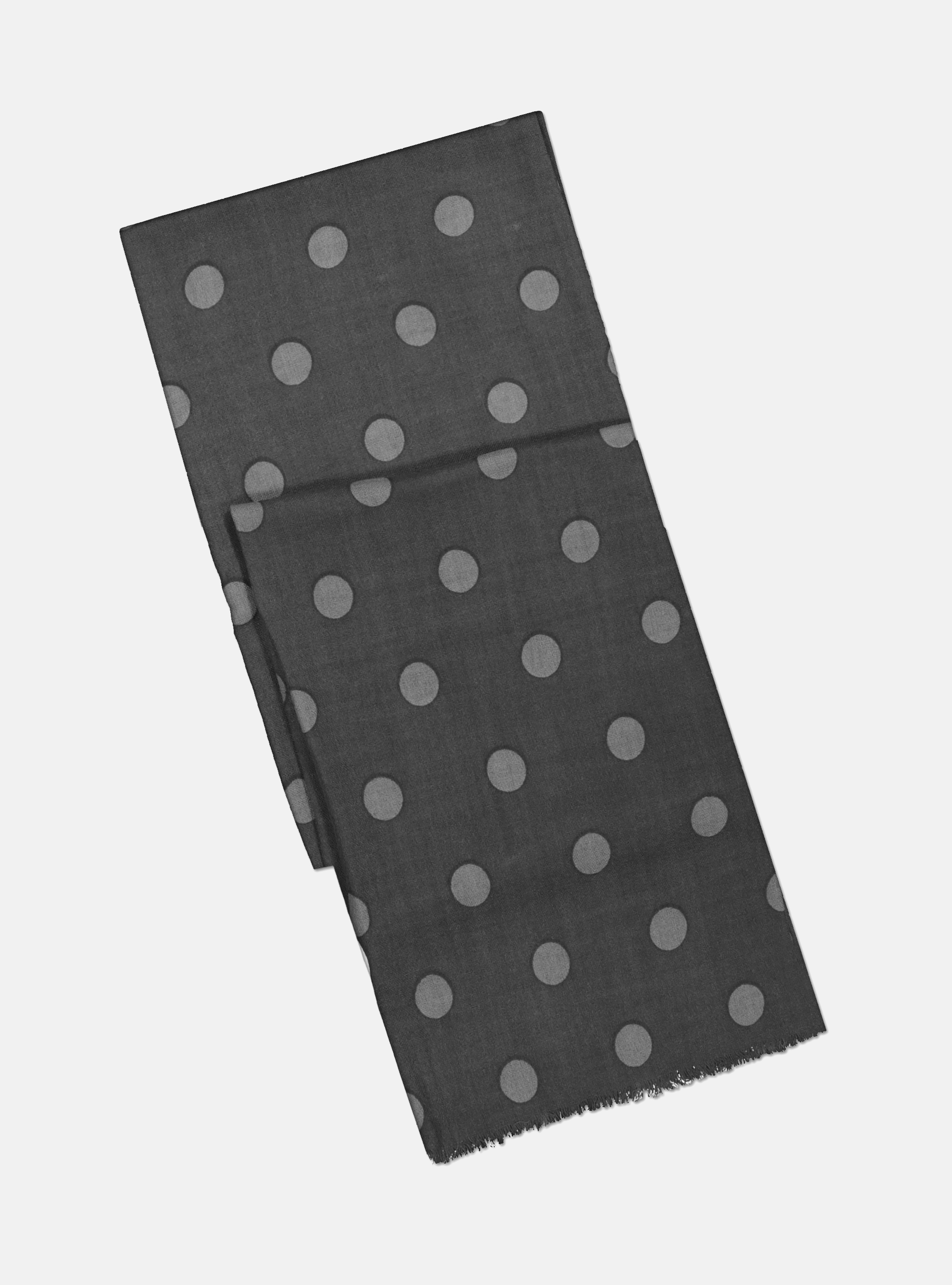 POLKA DOT WOOL SCARF, ASPHALT GREY