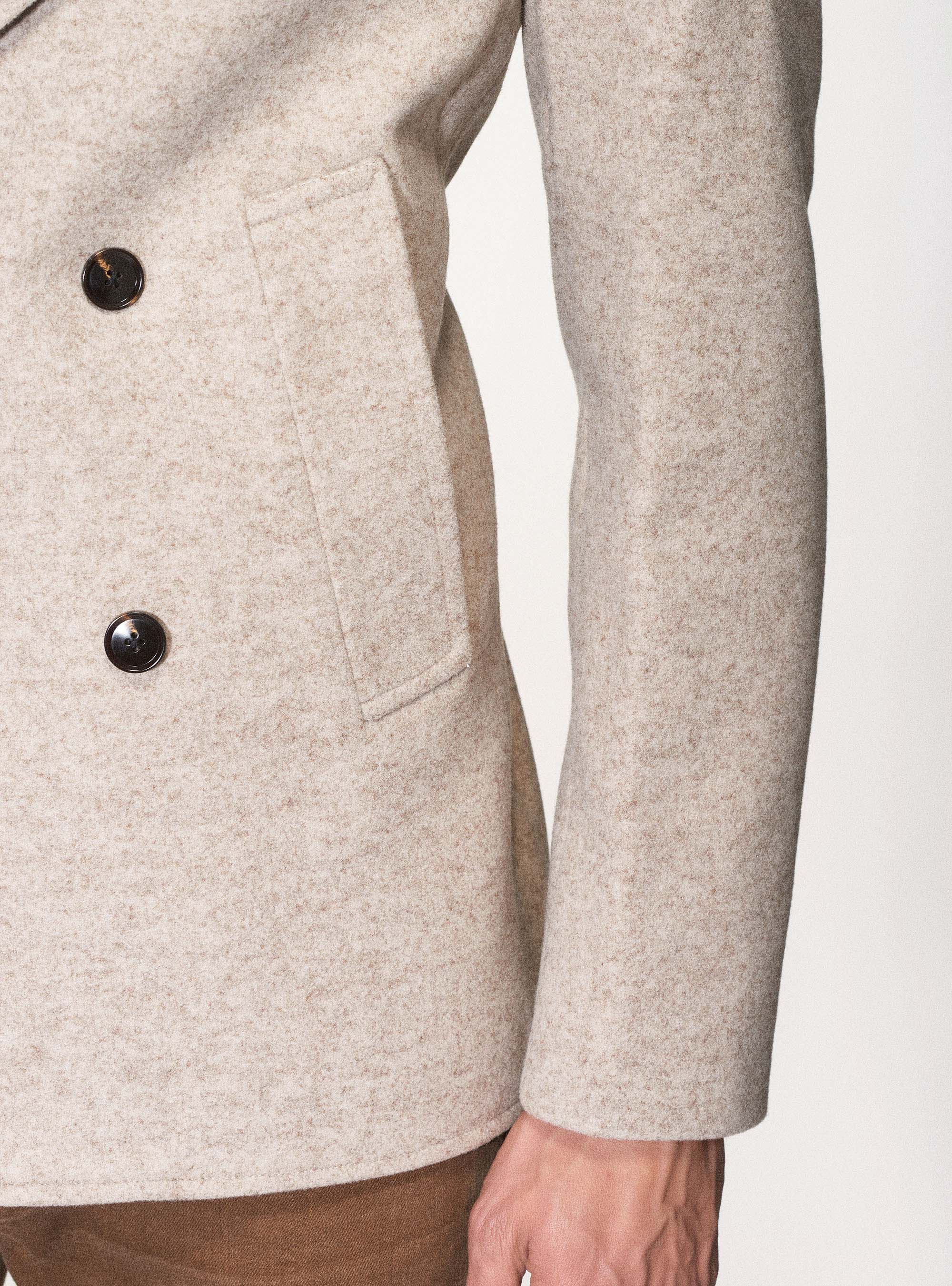 Peacoat in misto lana, ECRU