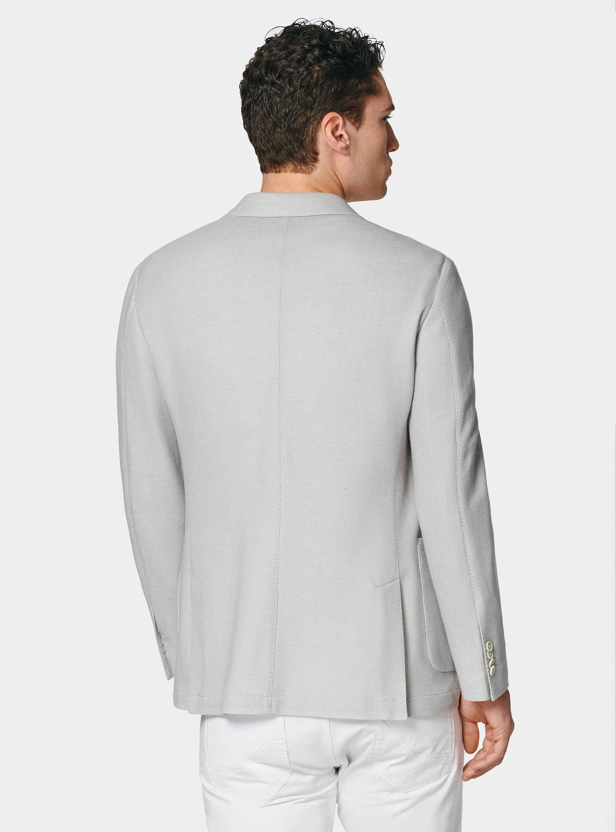 Americana de punto de nido de abeja en mezcla de algodón, GRIGIO CHIARO 0256C