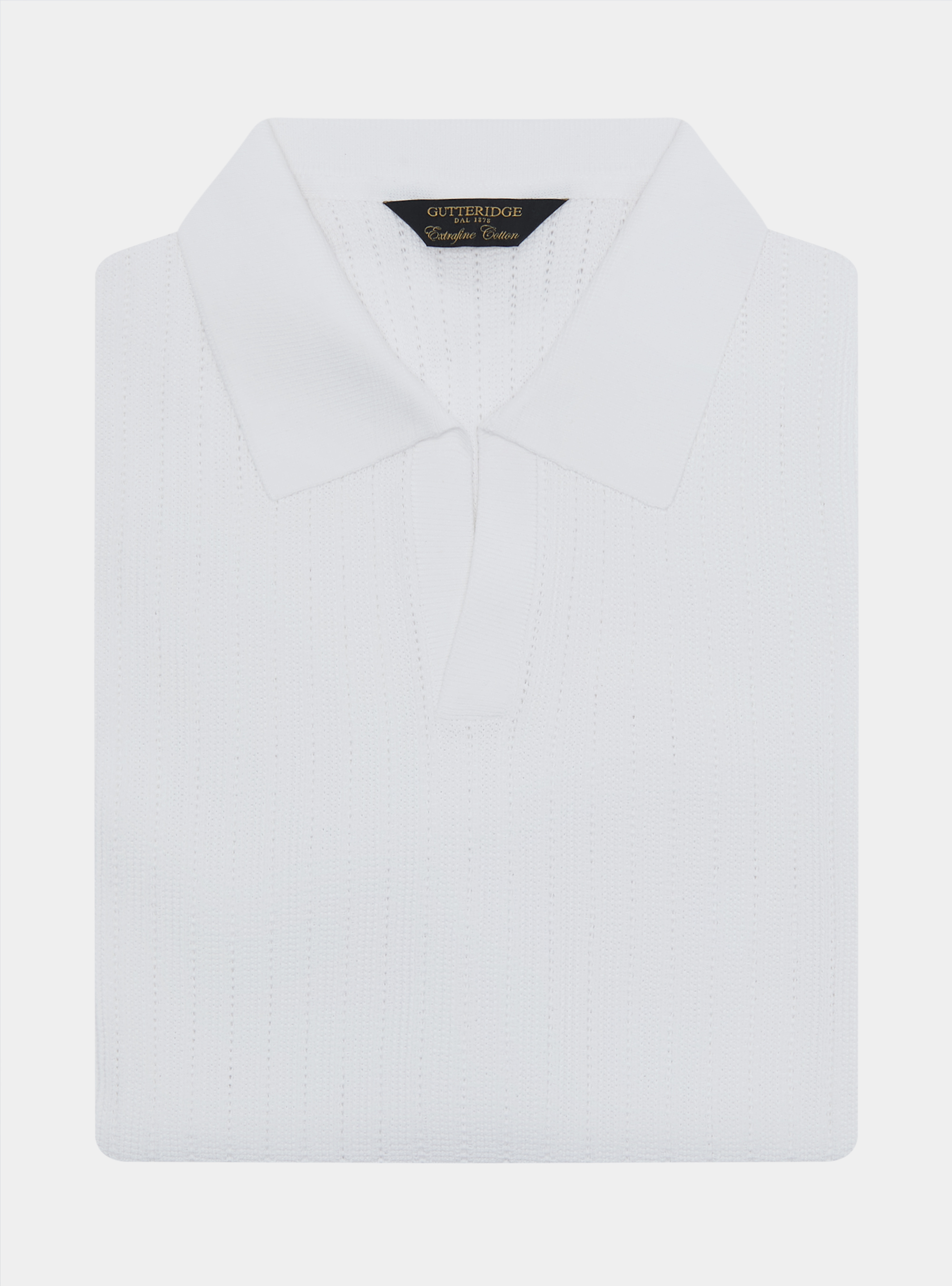 Perforated knit polo shirt without buttons in extra-fine