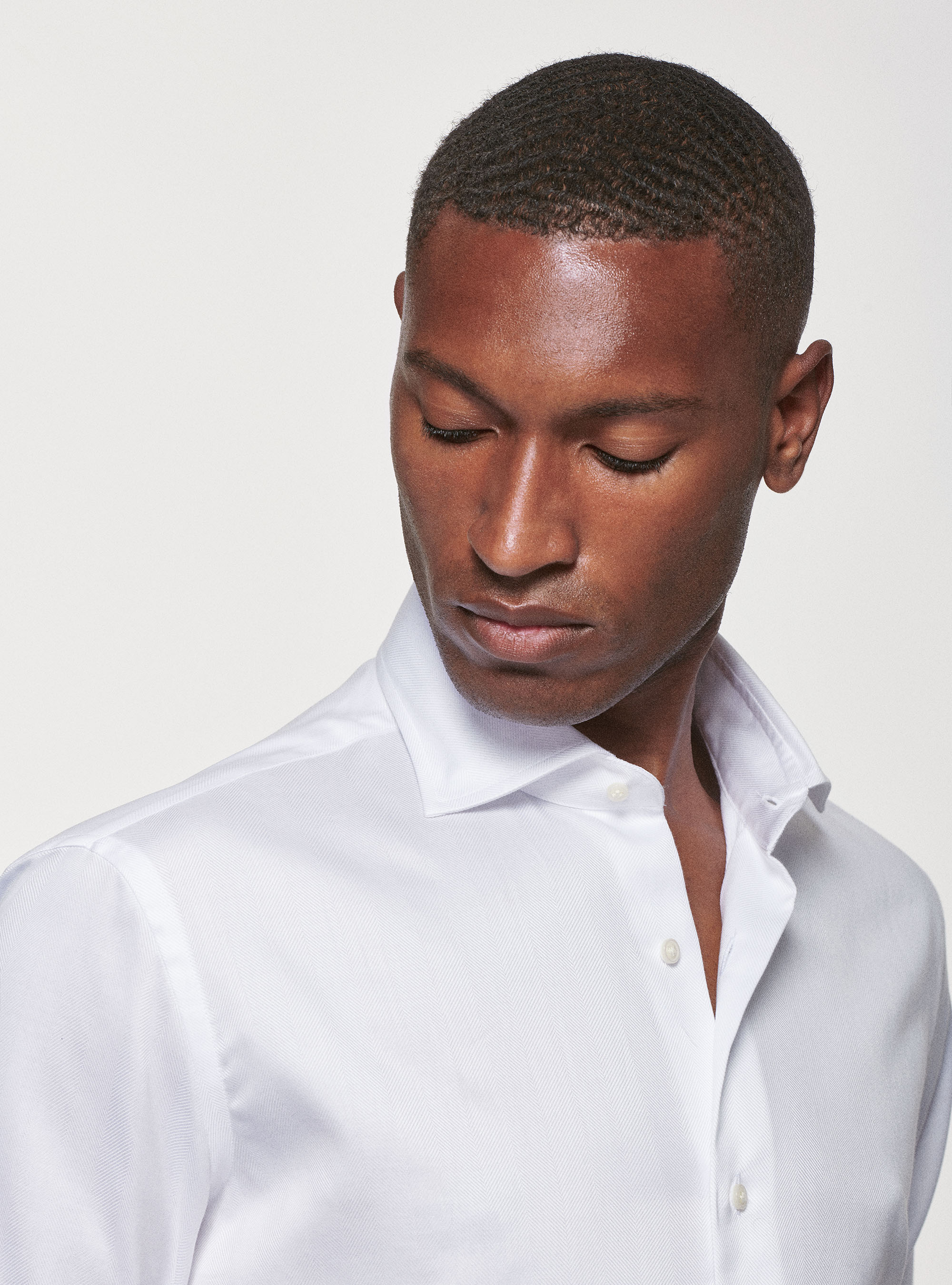 Camicia in cotone spigato, BIANCO