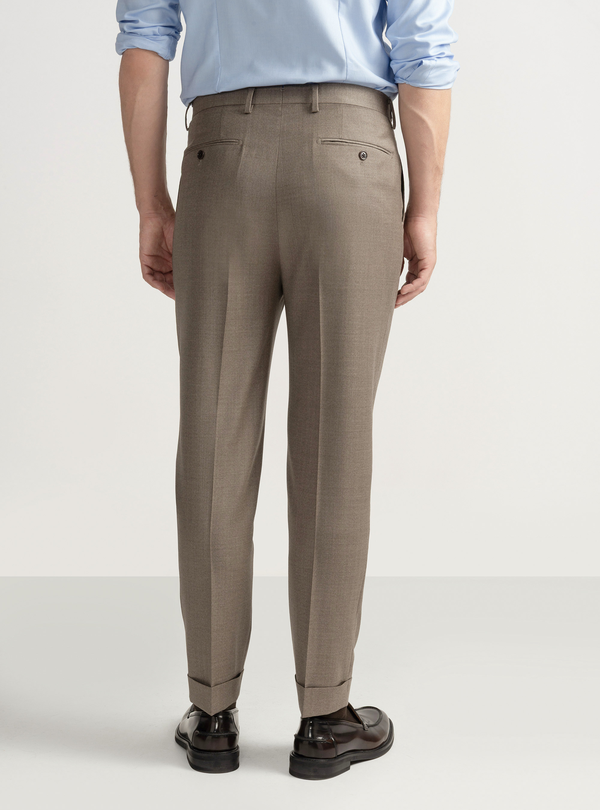 Pantaloni con pince in lana Vitale Barberis Canonico, SABBIA
