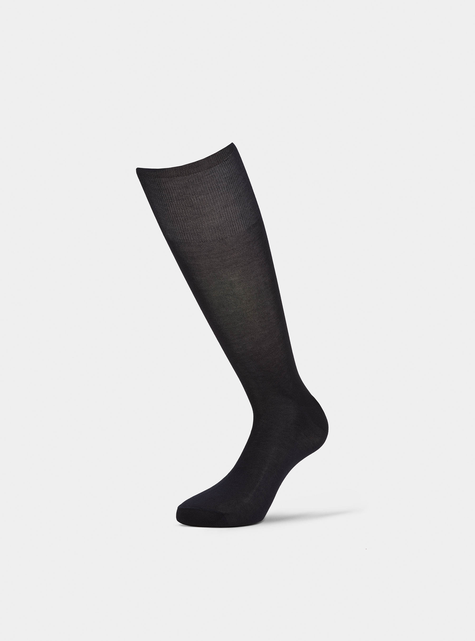 Calza lunga tinta unita in filo di Scozia, BLU NAVY