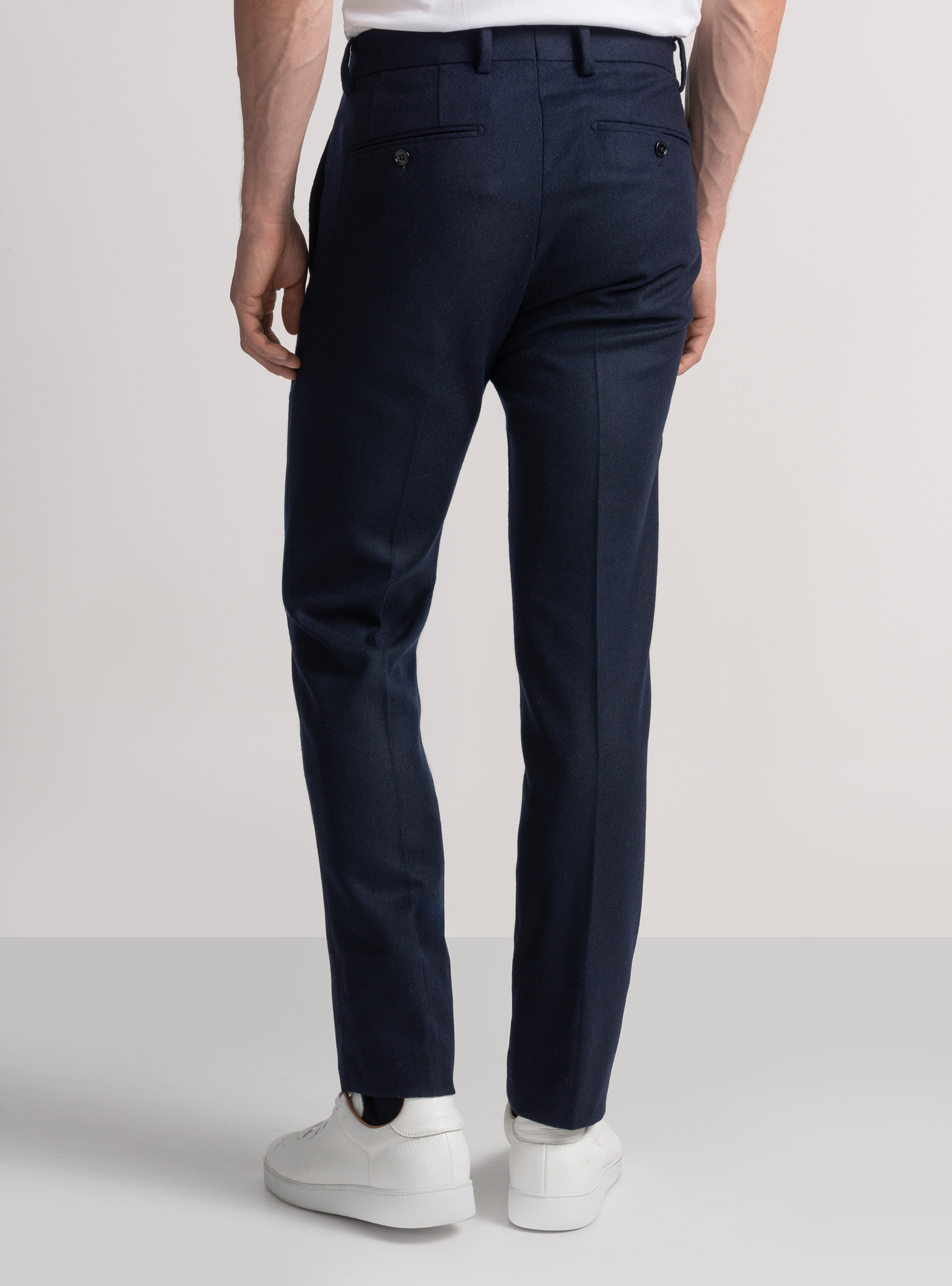 Pantaloni in flanella misto lana, BLU NAVY
