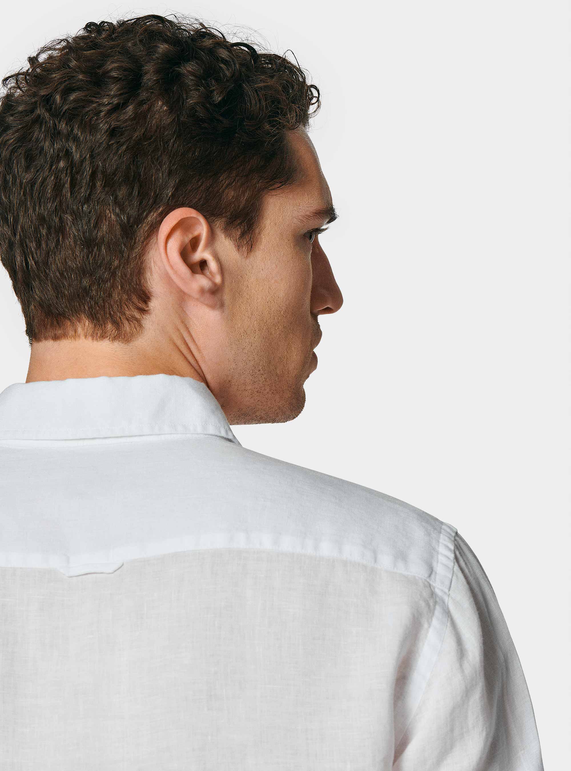 Camicia in puro lino, BIANCO