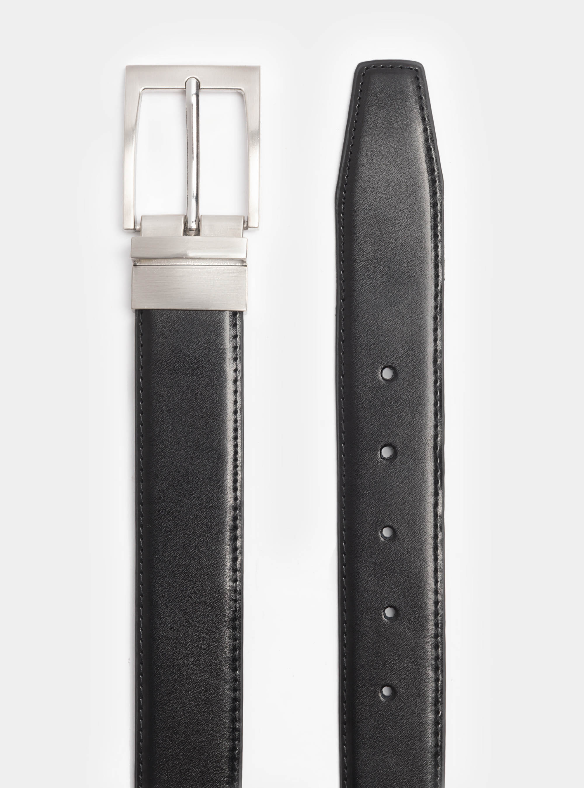 Cintura reversibile in pelle, NERO