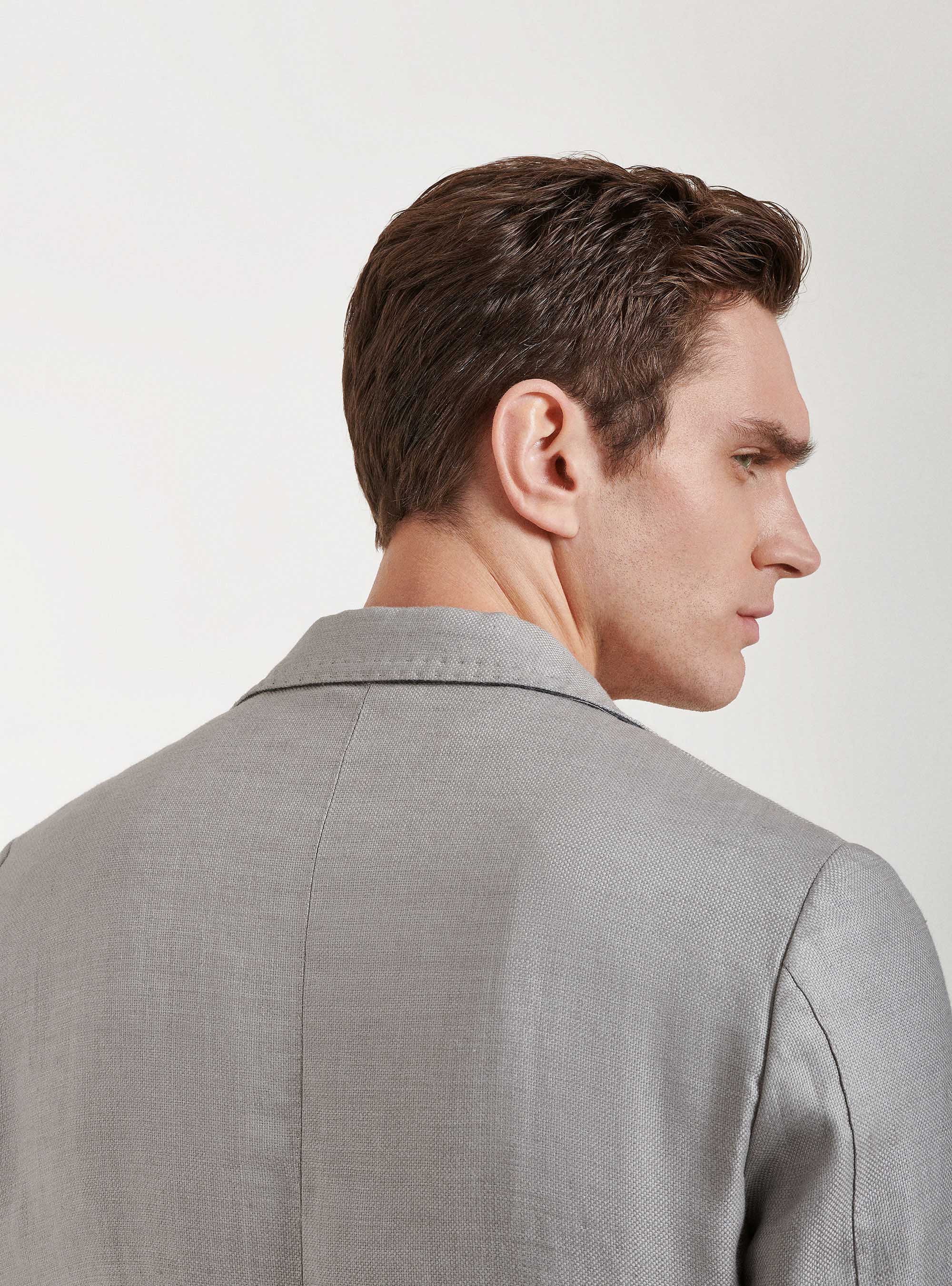 Giacca in puro lino hopsack, GRIGIO CHIARO MELANGE