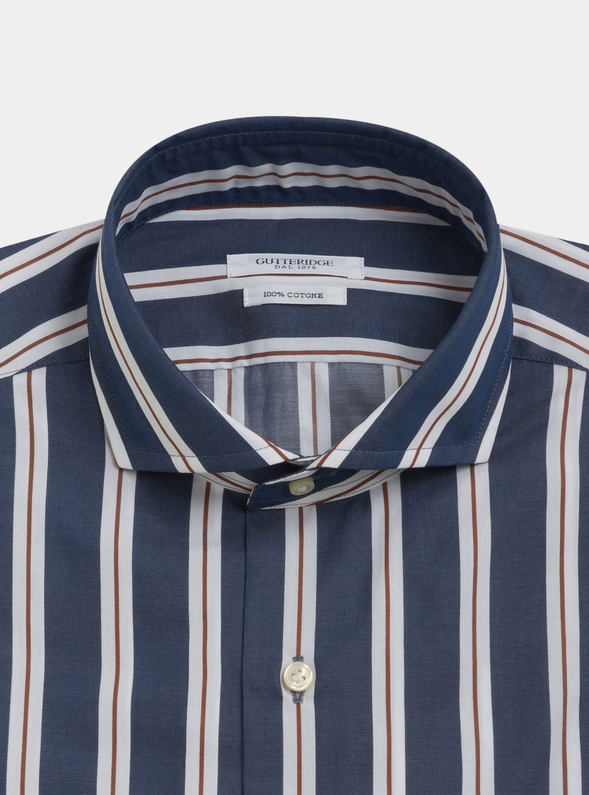 Camicia collo francese in popeline di cotone pregiato, BLU