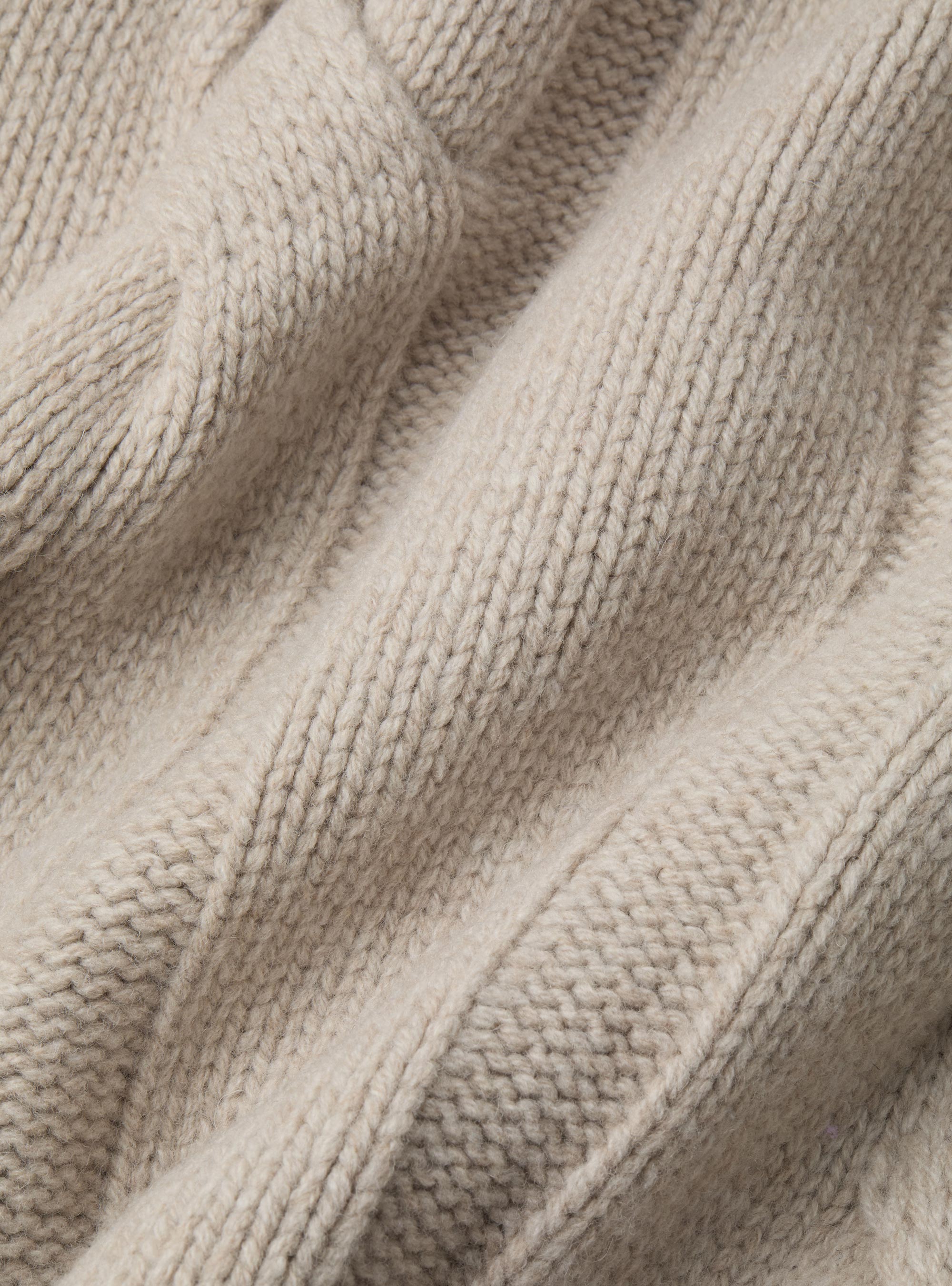 Cable-knit shawl collar lambswool-cashmere cardigan, ECRU