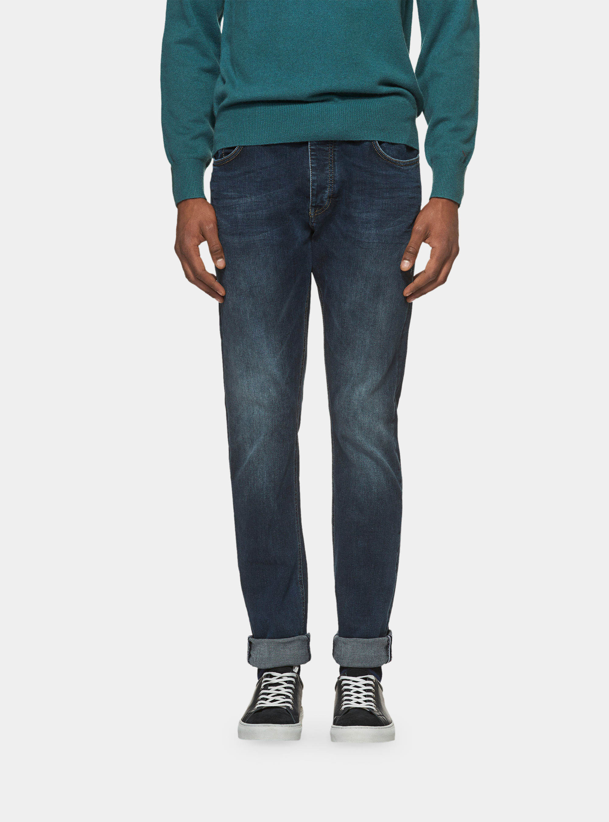 Pantaloni denim stretch regular fit, BLU NAVY