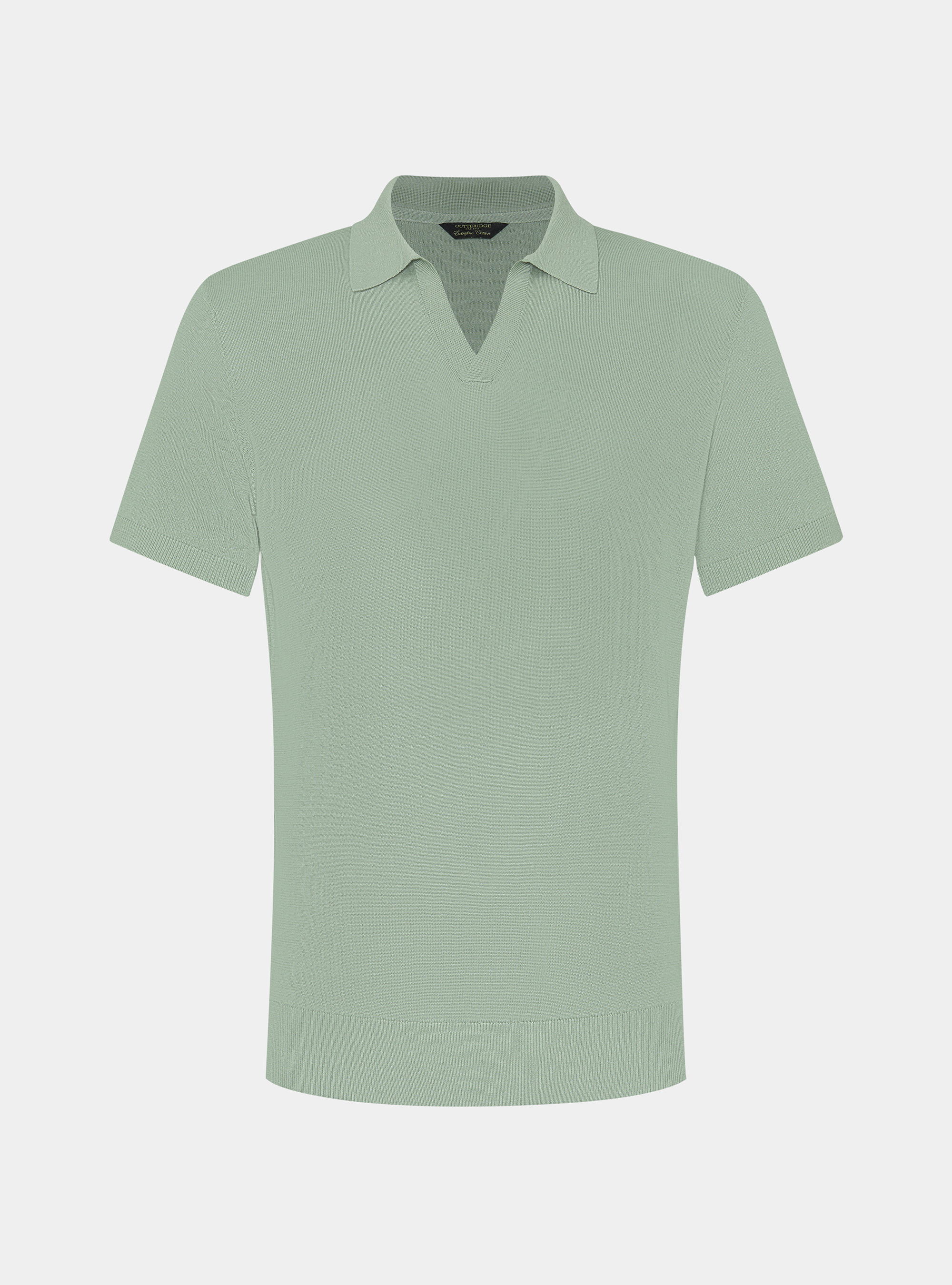 Polo tricot&eacute; sans boutons en coton extra-fin, SALVIA 0602C