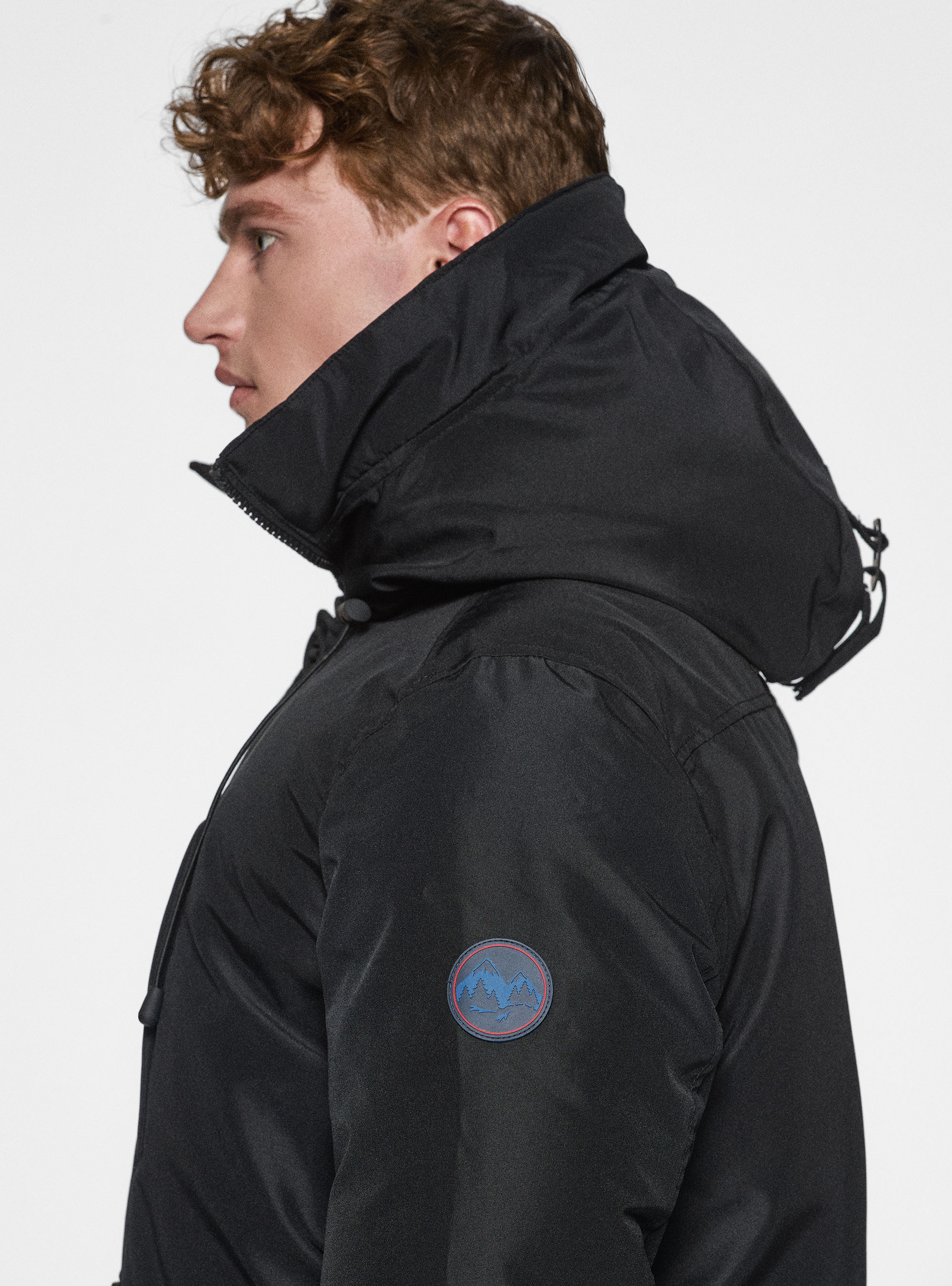 Padded technical parka, BLACK