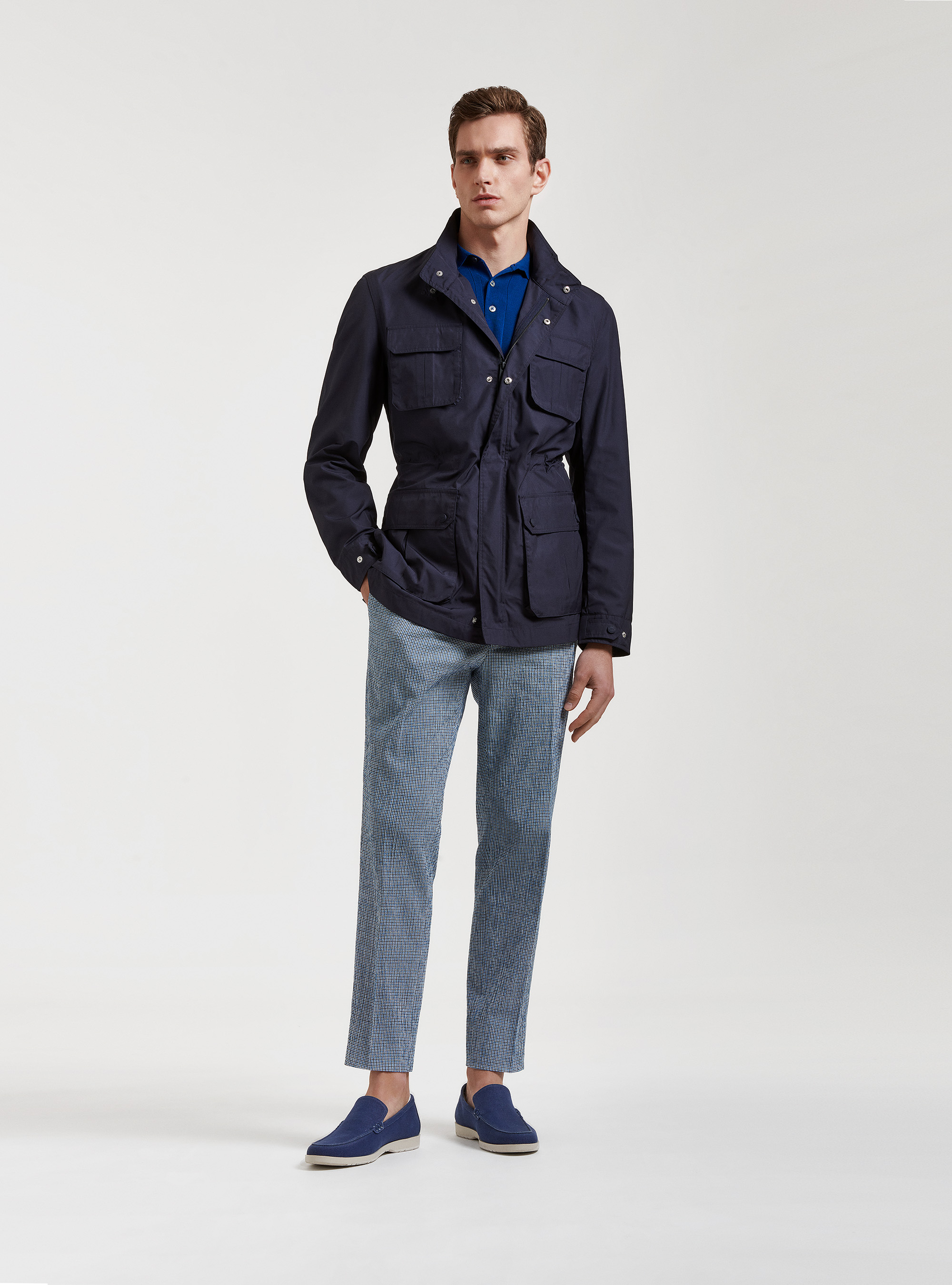 Field jacket in tessuto tecnico, BLU NAVY